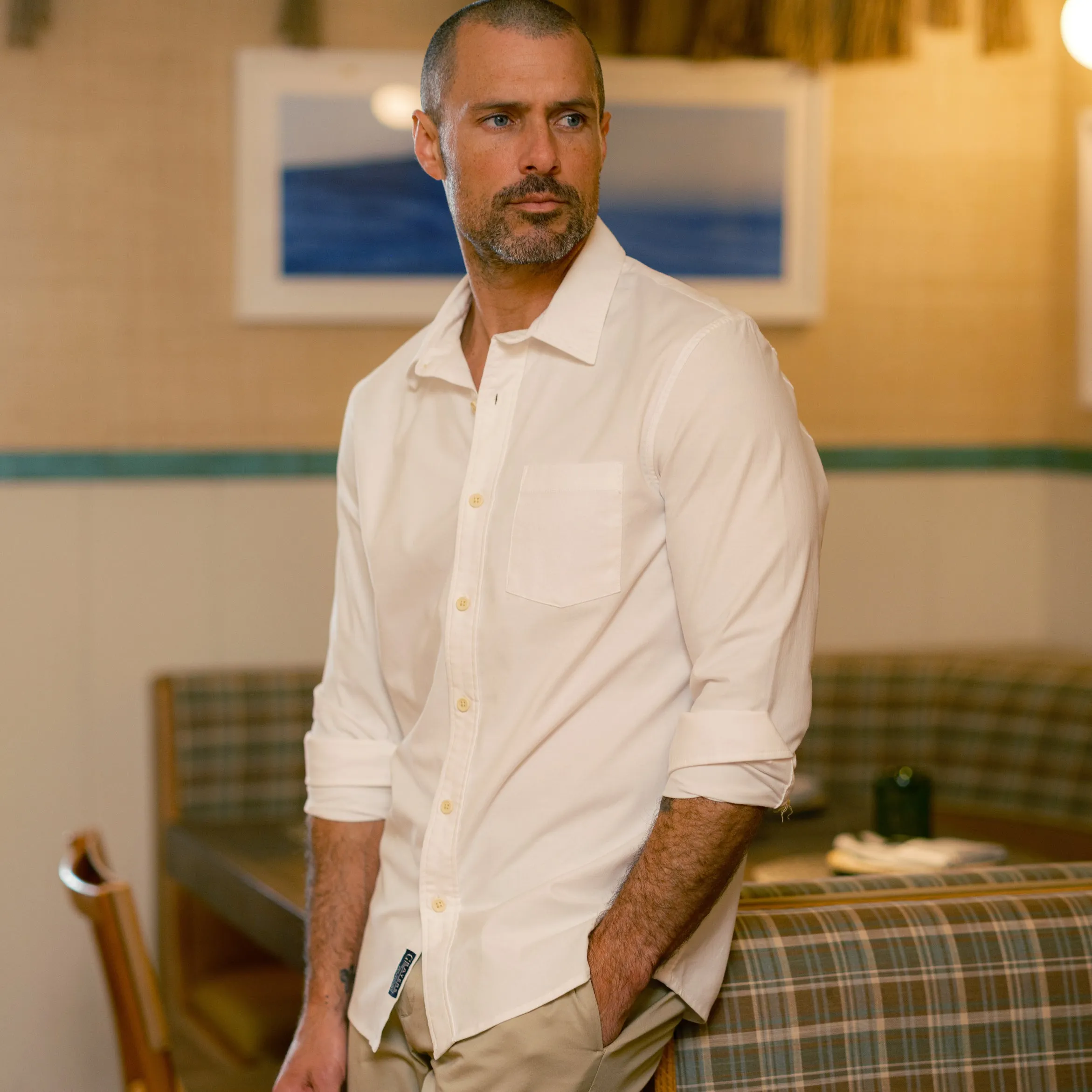 Charles Stretch Oxford Shirt - White sold by Grayers product image thumbnail 2