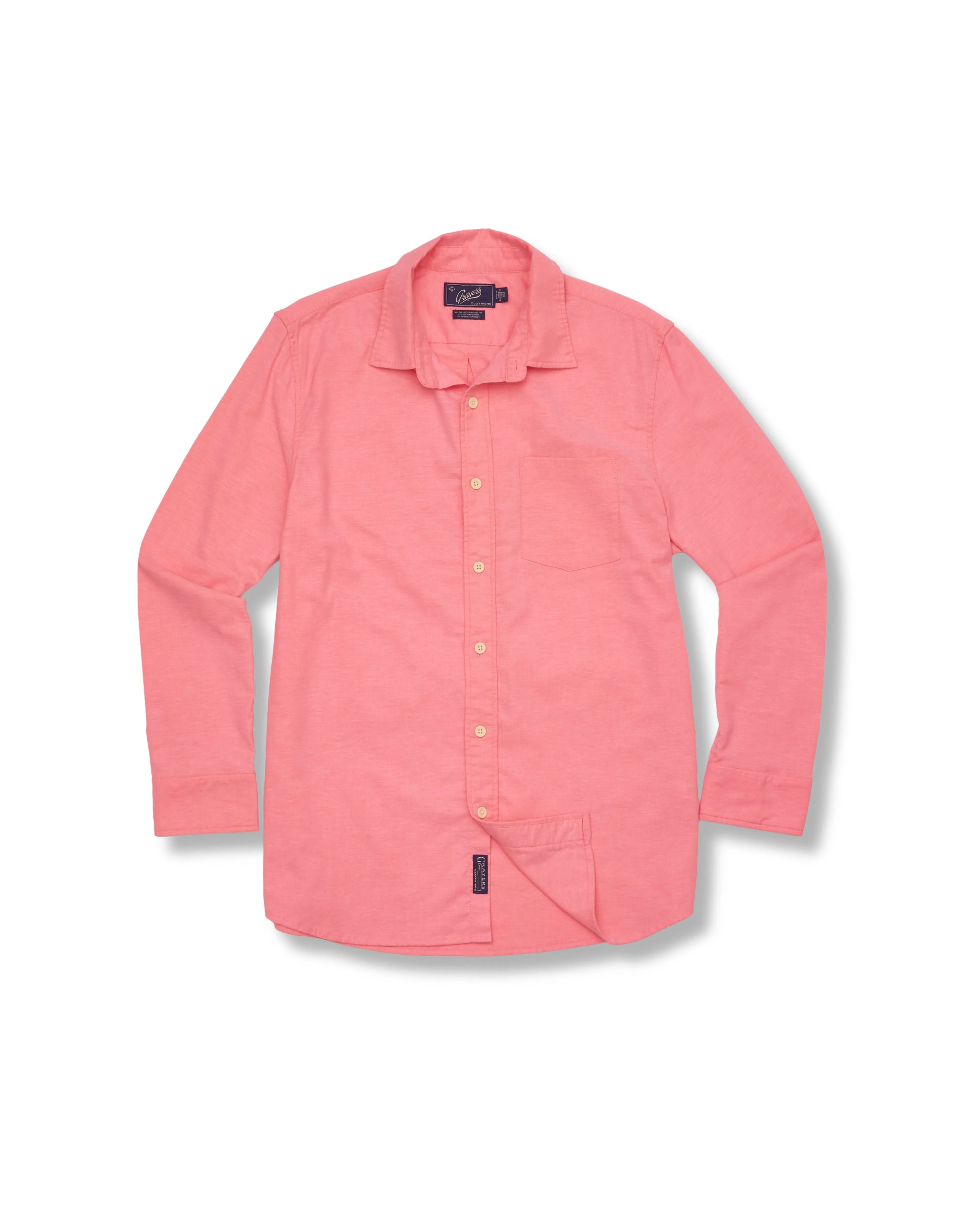 Charles Stretch Oxford Shirt - Red sold by Grayers