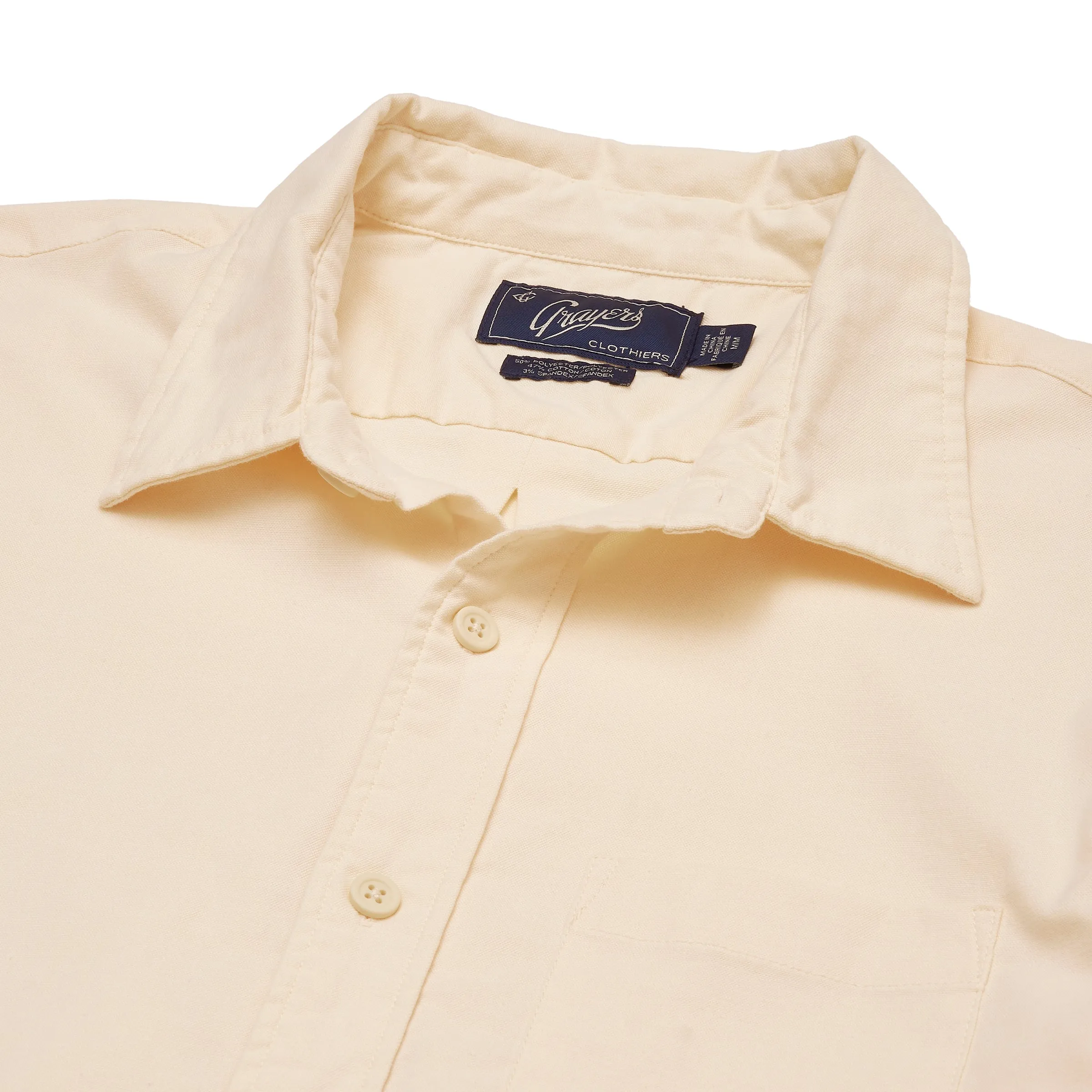 Charles Stretch Oxford Shirt - Cream sold by Grayers product image thumbnail 3