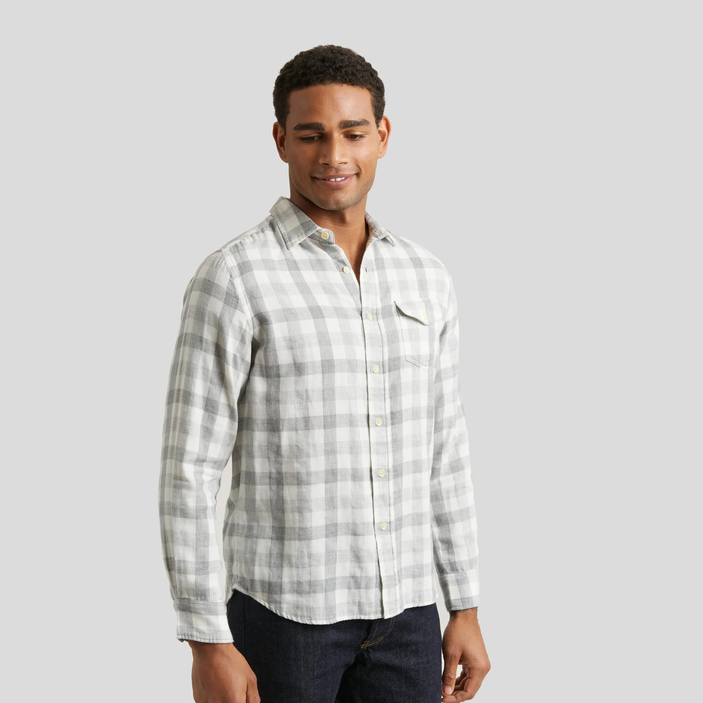 Durham Double Cloth Shirt - Heather Gray Gingham sold by Grayers product image thumbnail 2