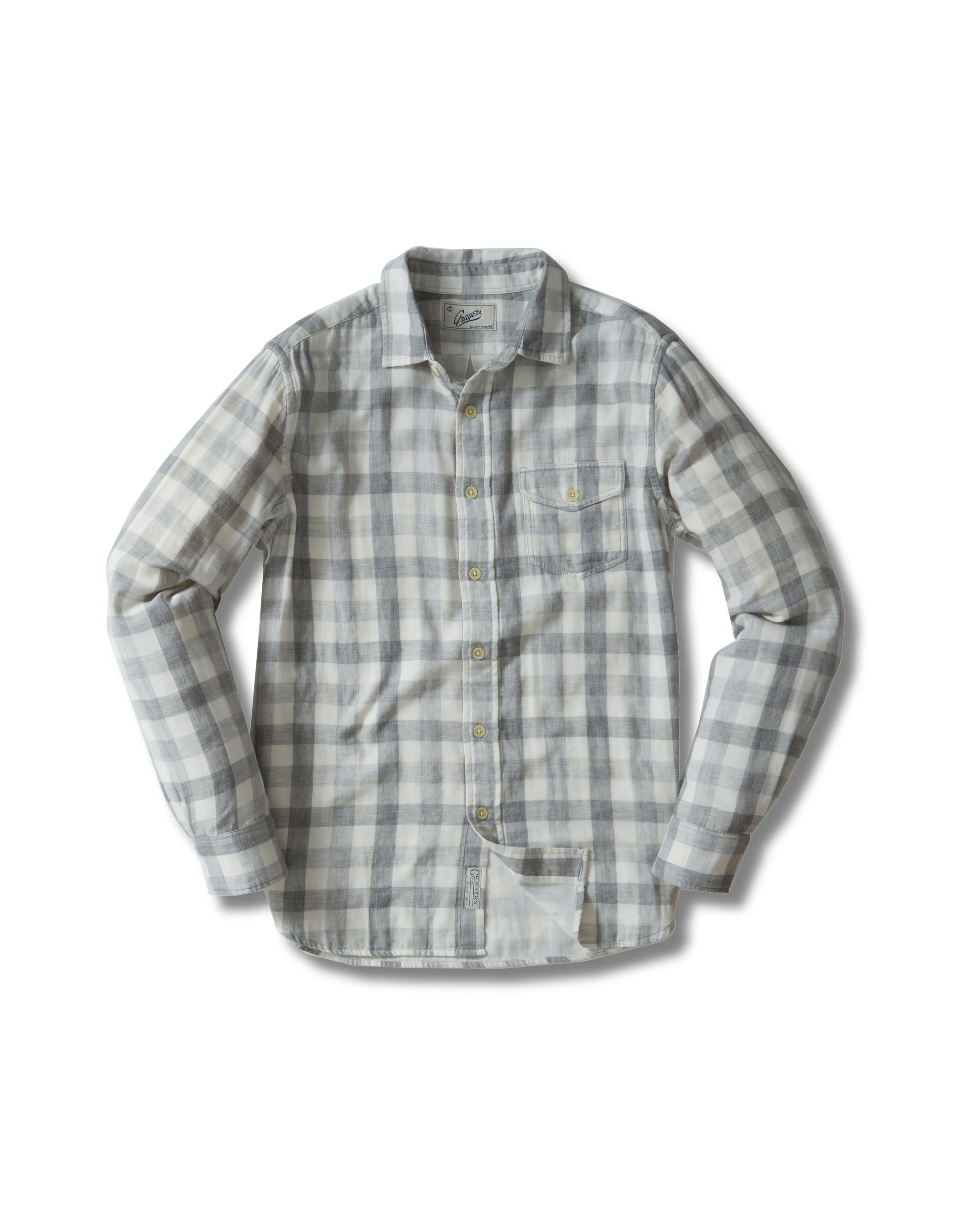 Durham Double Cloth Shirt - Heather Gray Gingham sold by Grayers