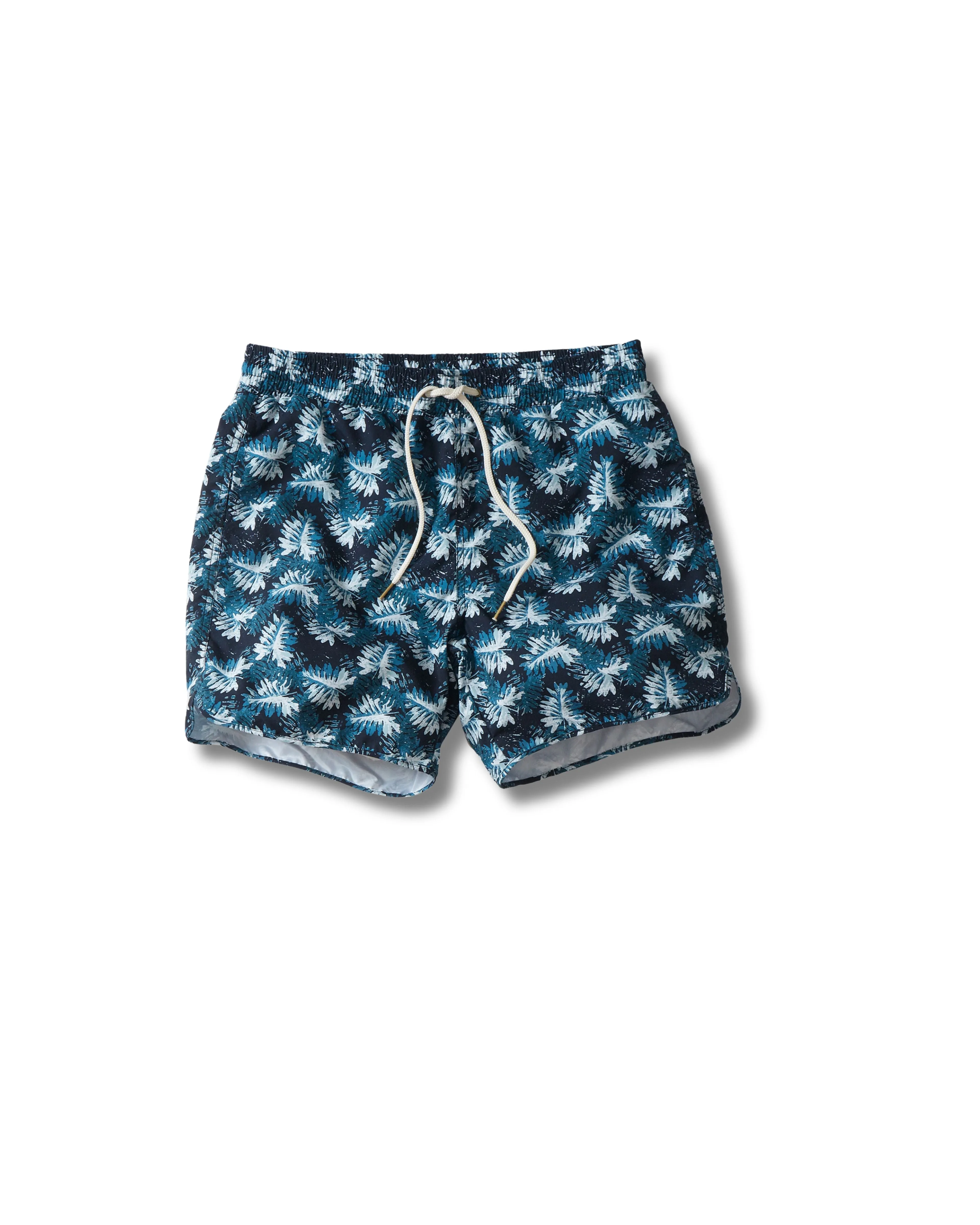 Blue Palms Eco Swim Trunk 6" - Navy Green Leaf sold by Grayers