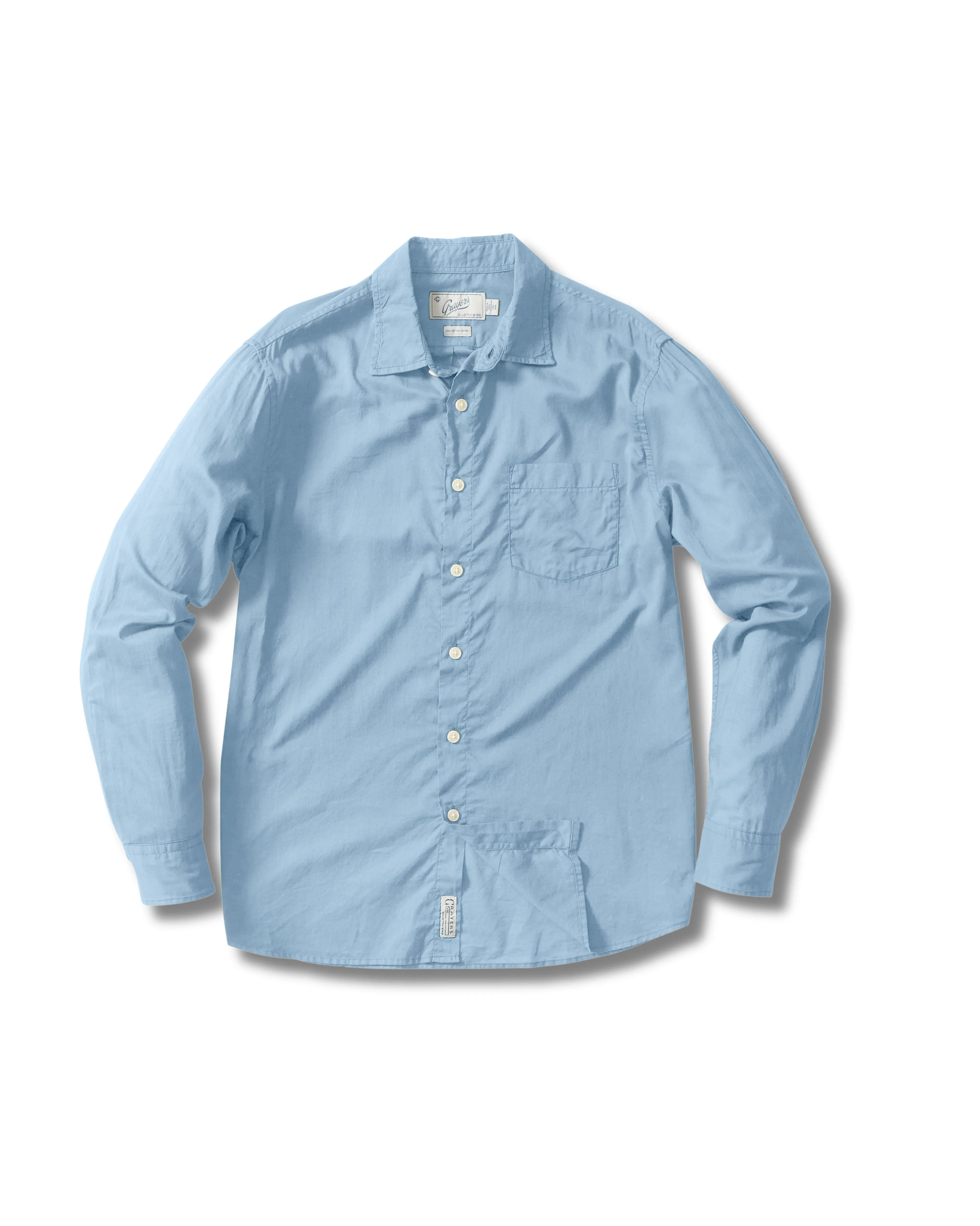 Portofino Featherweight Poplin Shirt - Blue Heaven sold by Grayers