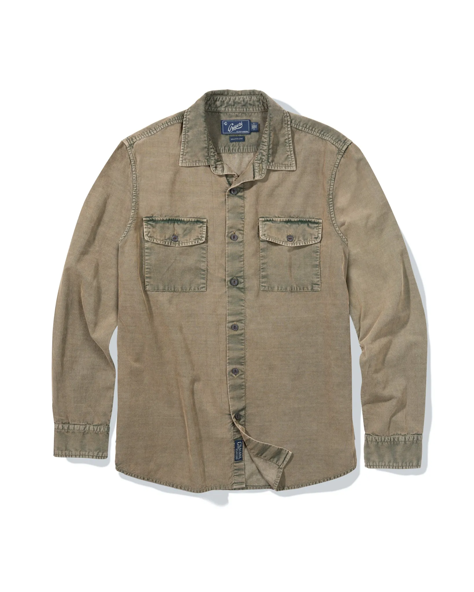 Jeremiah Vintage Garment Dyed Cord Shirt - Mushroom sold by Grayers