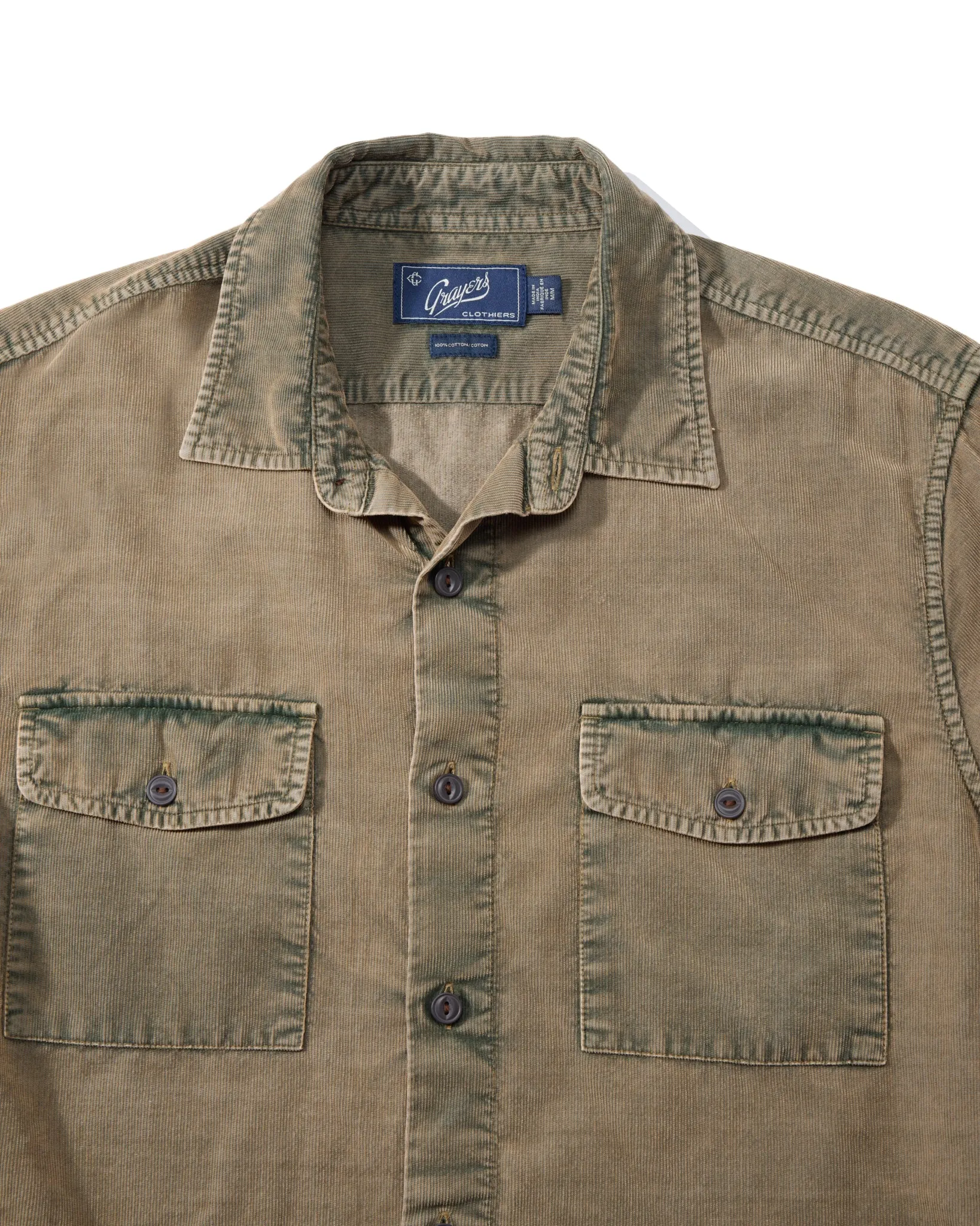 Jeremiah Vintage Garment Dyed Cord Shirt - Mushroom sold by Grayers product image thumbnail 5