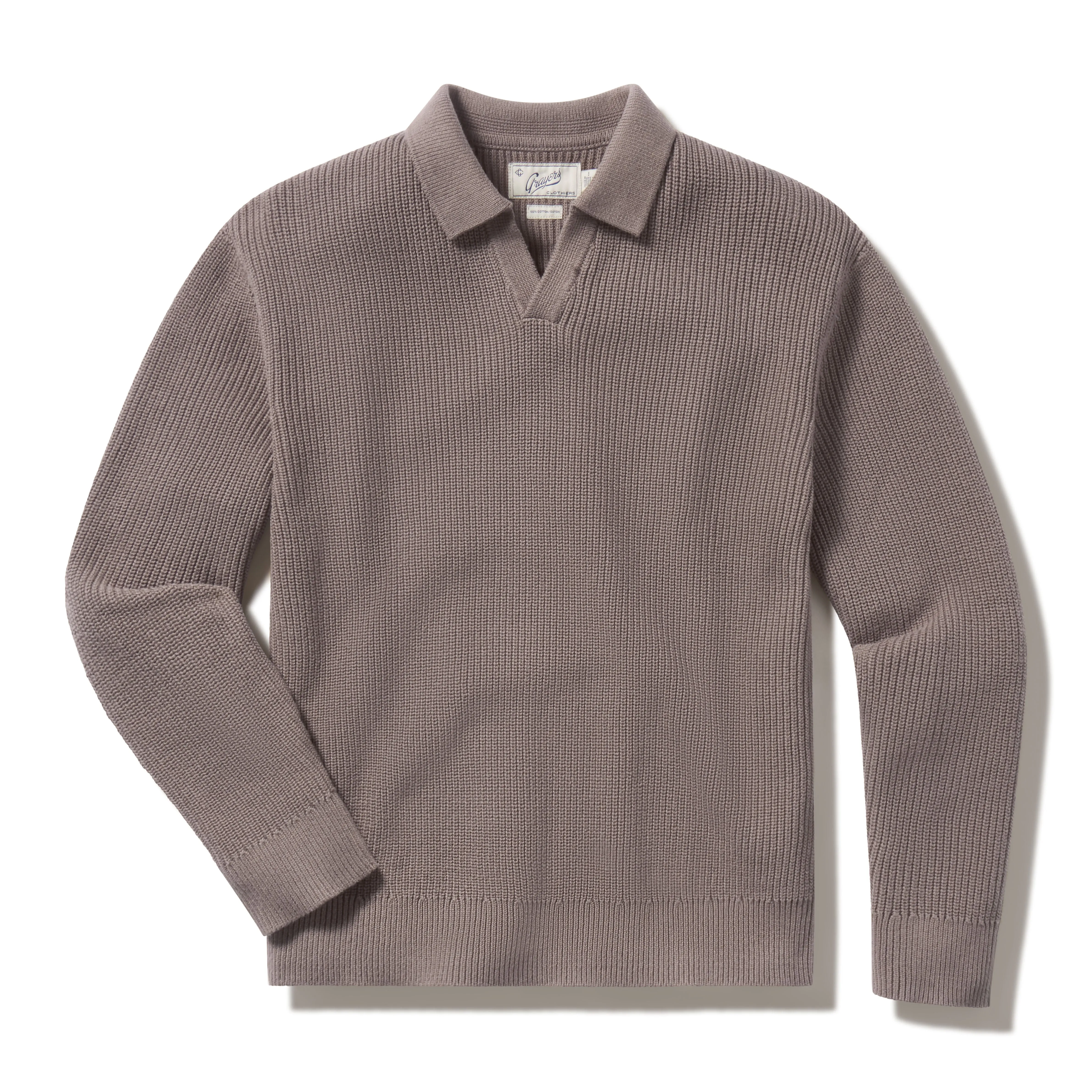 Shaker Stitch Cotton Polo Sweater - Frost Gray sold by Grayers product image thumbnail 4