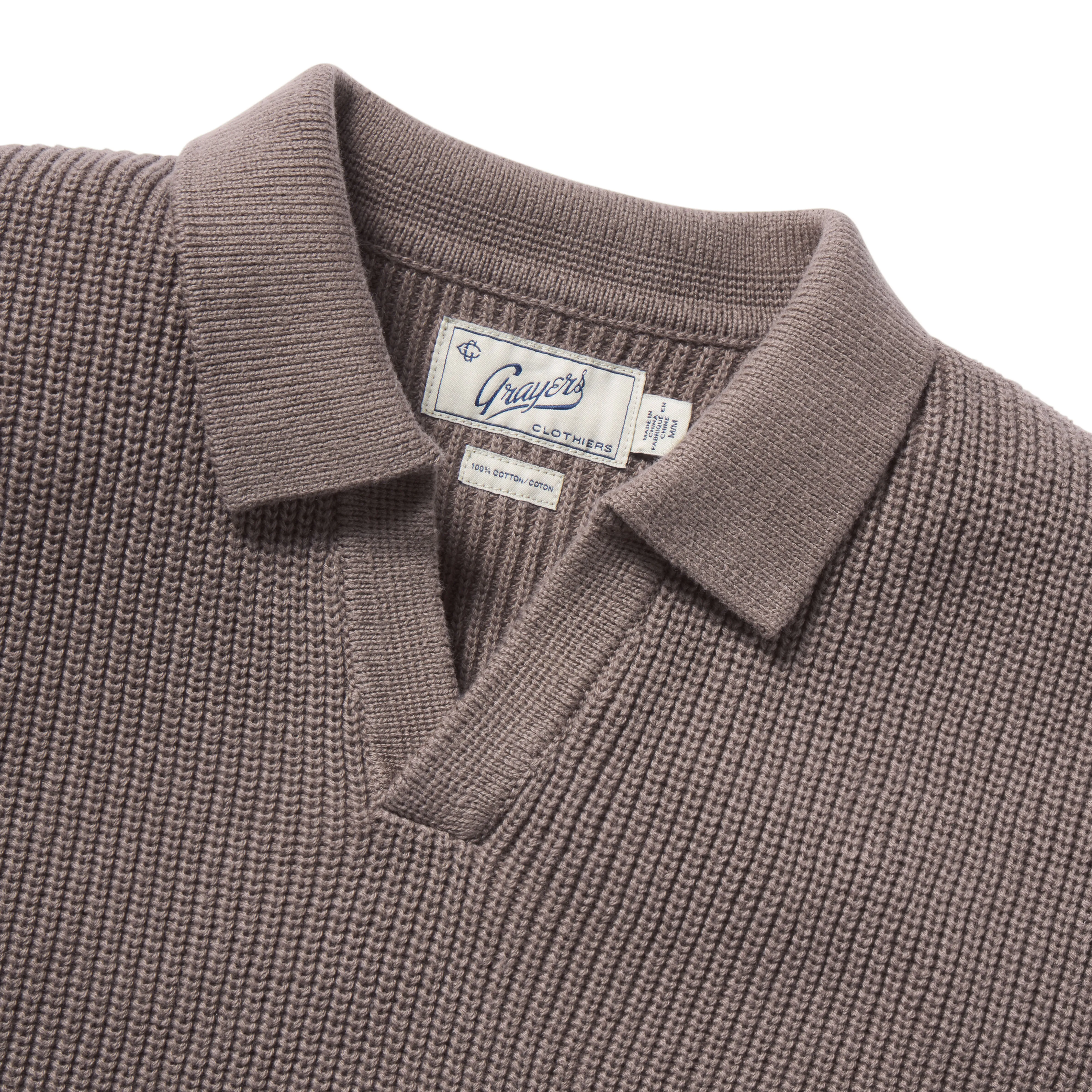 Shaker Stitch Cotton Polo Sweater - Frost Gray sold by Grayers product image thumbnail 2
