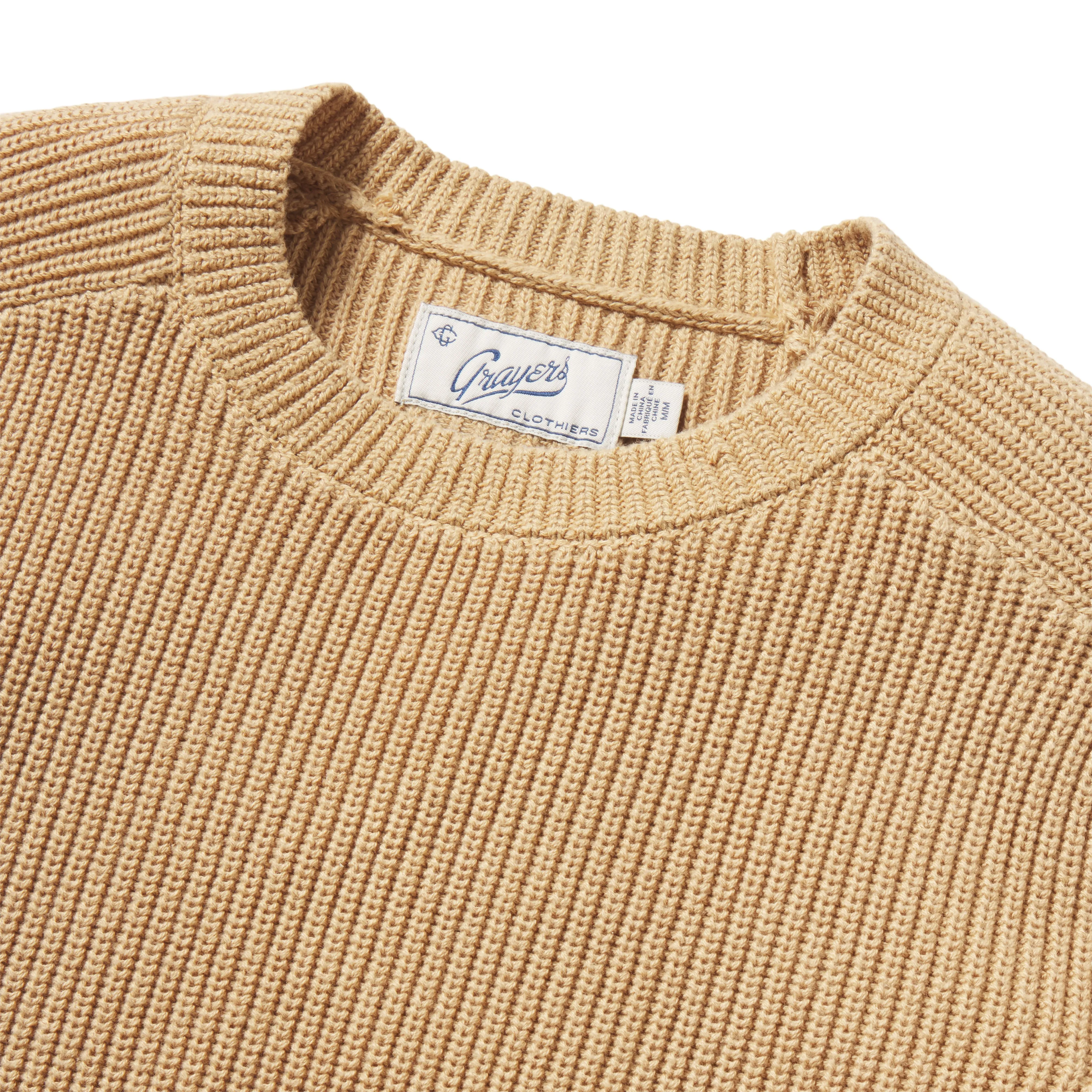 Shaker Stitch Cotton Crewneck Sweater - Curry sold by Grayers product image thumbnail 2