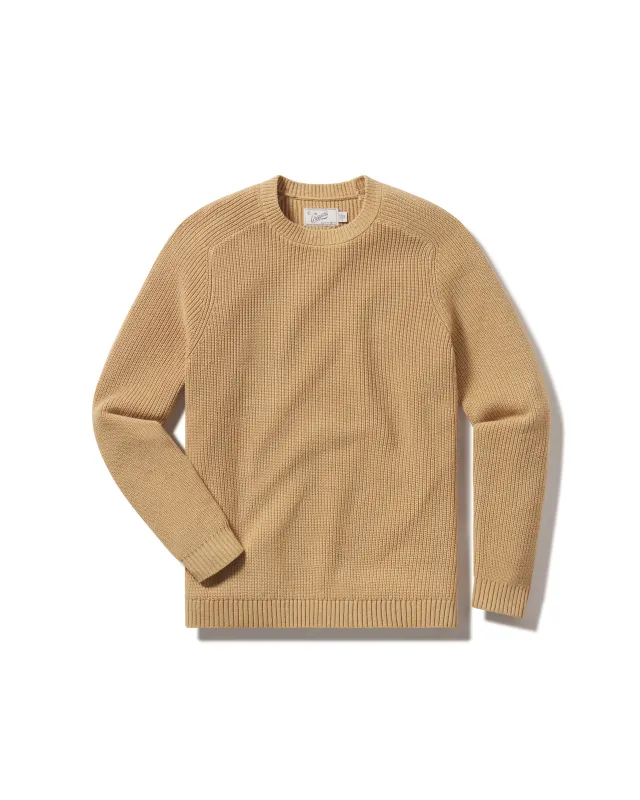Shaker Stitch Cotton Crewneck Sweater - Curry made by Grayers