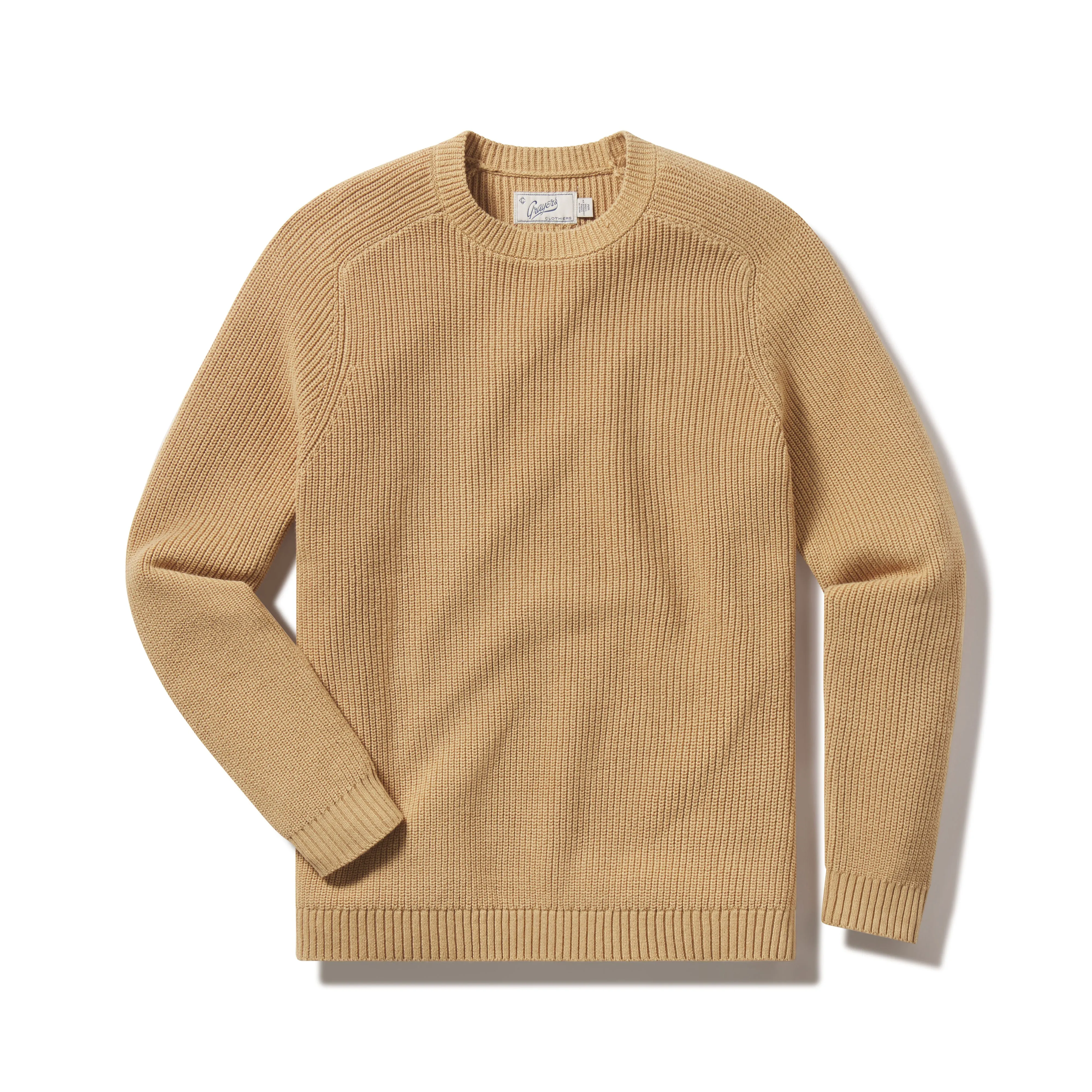 Shaker Stitch Cotton Crewneck Sweater - Curry sold by Grayers product image thumbnail 4