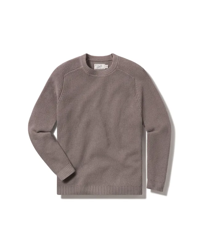 Shaker Stitch Cotton Crewneck Sweater - Frost Gray made by Grayers