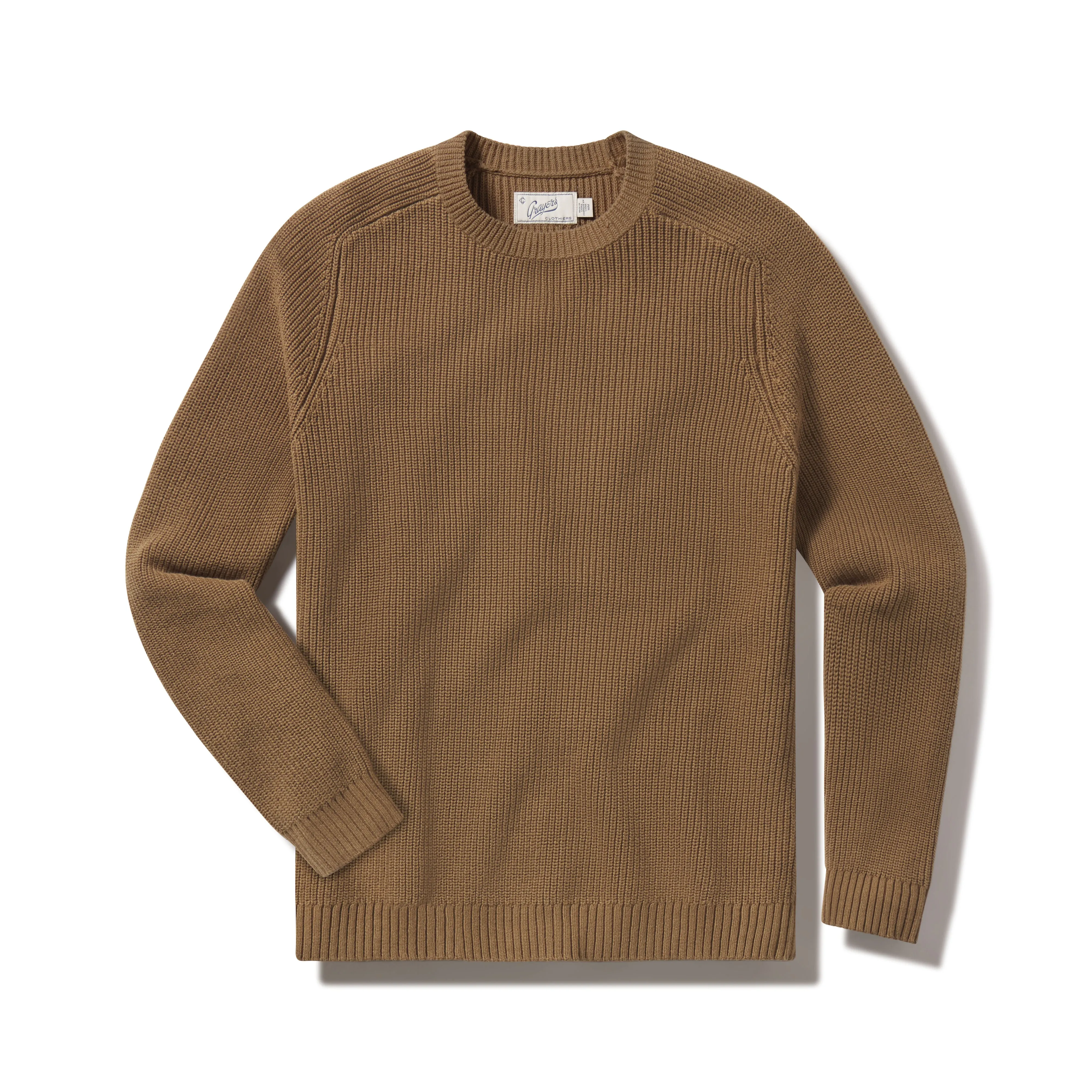 Shaker Stitch Cotton Crewneck Sweater - Covert Green sold by Grayers product image thumbnail 4