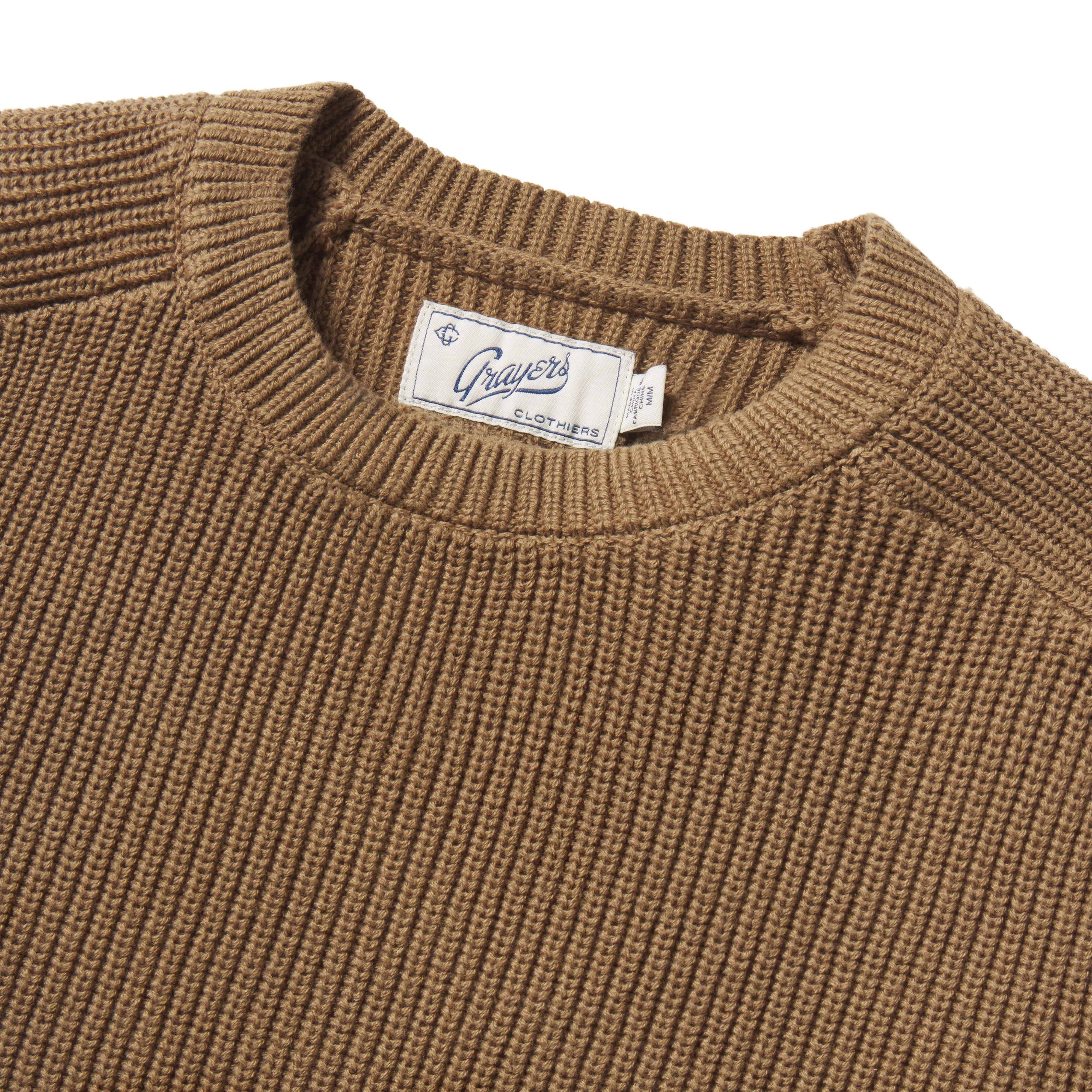 Shaker Stitch Cotton Crewneck Sweater - Covert Green sold by Grayers product image thumbnail 2