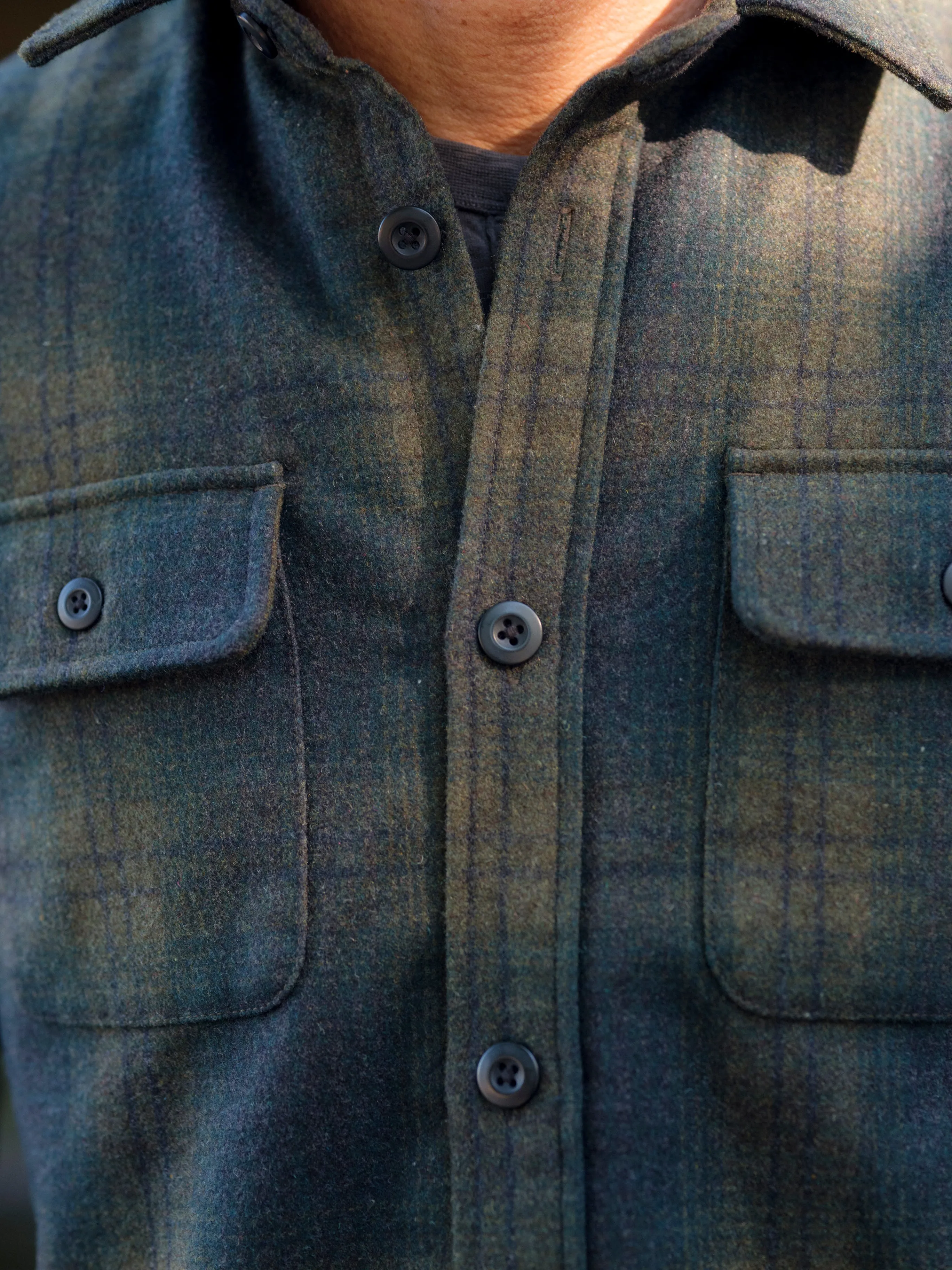 Retro Wool Padded Shirt Jacket - Olive Plaid sold by Grayers product image thumbnail 5