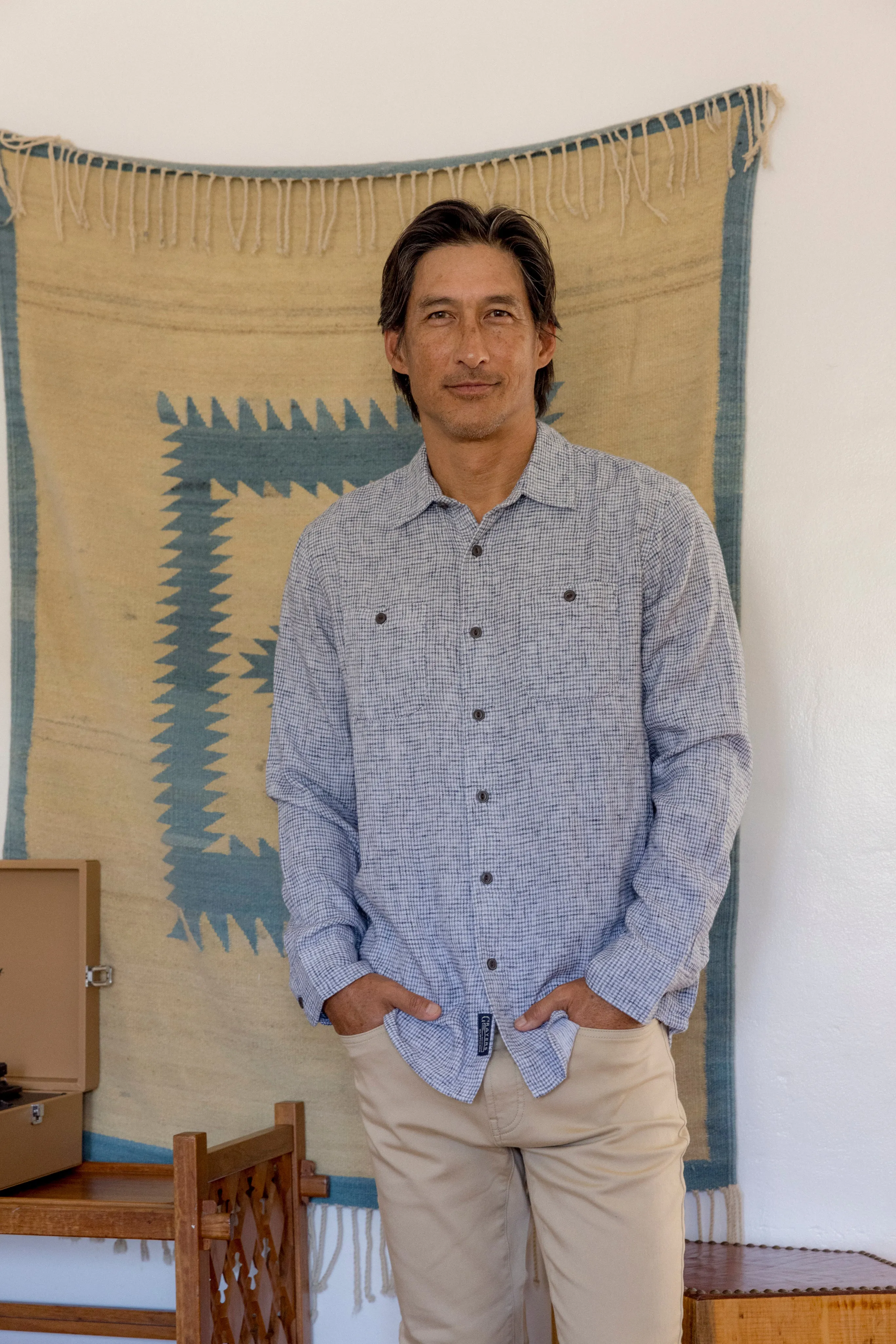 Houndstooth Double Cloth Workshirt - Cream Navy sold by Grayers product image thumbnail 3