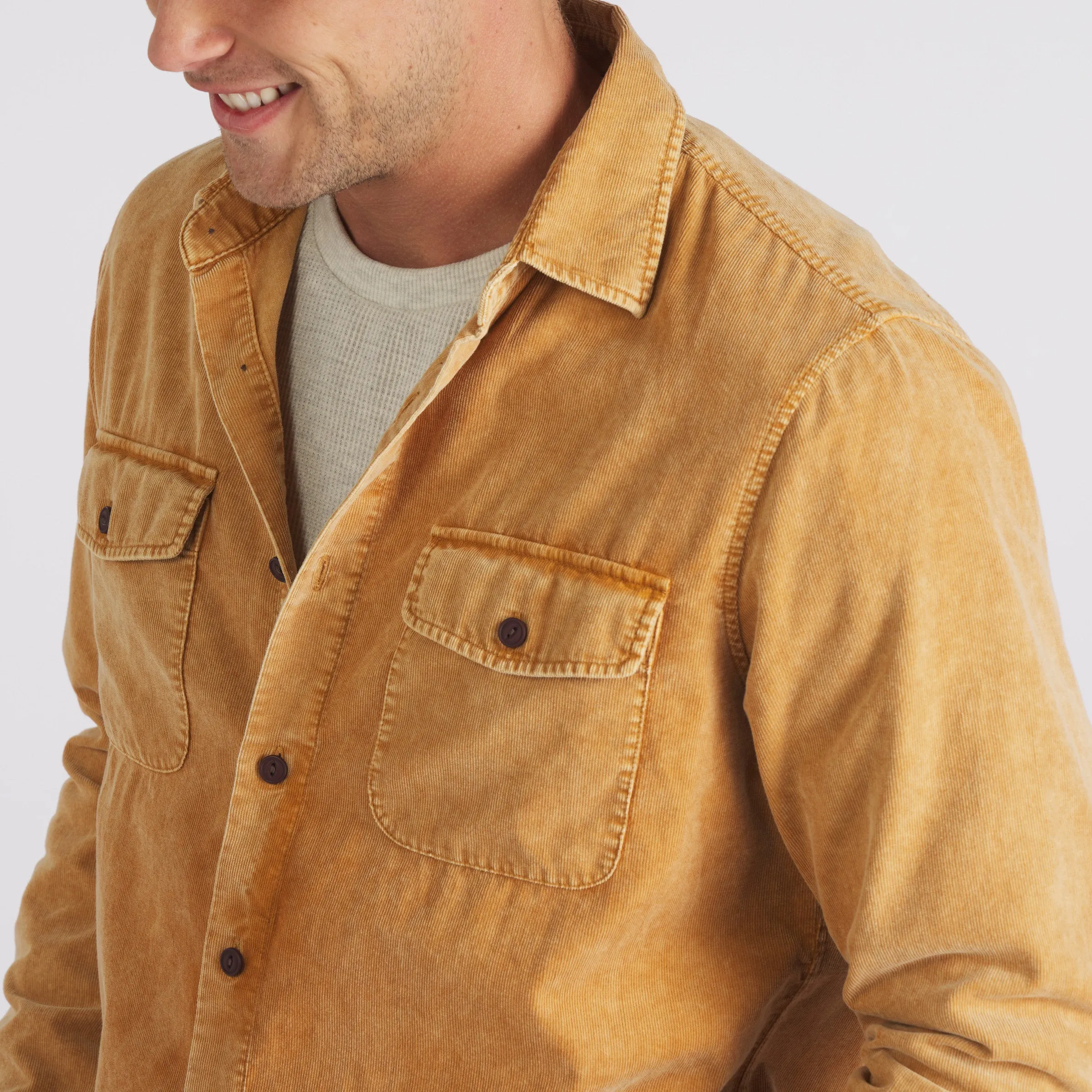 Jeremiah Vintage Garment Dyed Cord Shirt - Biscuit sold by Grayers product image thumbnail 4