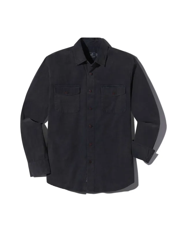Jeremiah Vintage Garment Dyed Cord Shirt - Navy sold by Grayers