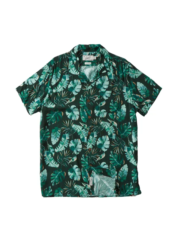 Vintage Hawaiian Camp Collar Shirt - Green Leaf sold by Grayers