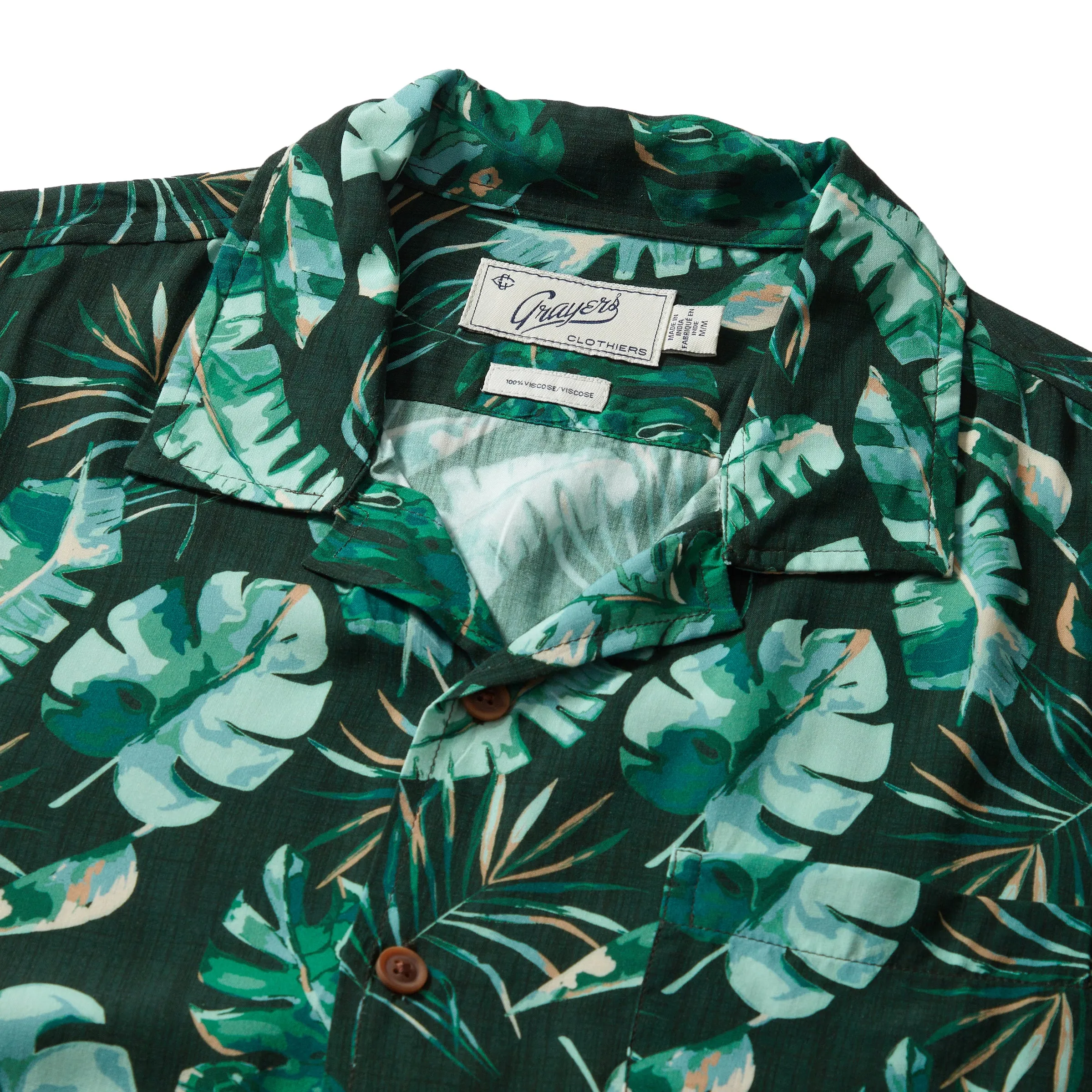 Vintage Hawaiian Camp Collar Shirt - Green Leaf sold by Grayers product image thumbnail 3
