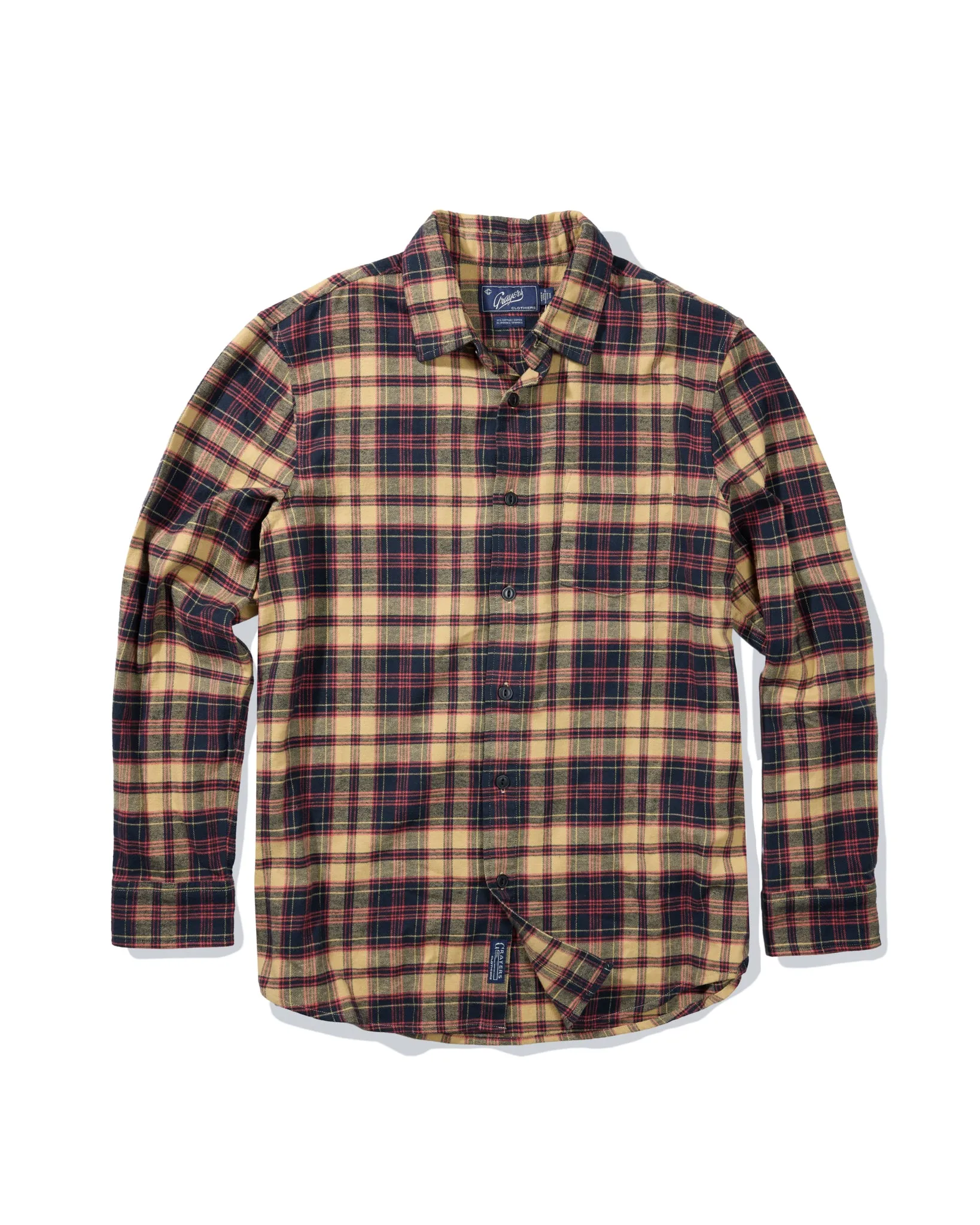 Shady Grove Stretch Flannel Shirt - Navy Red Ecru sold by Grayers