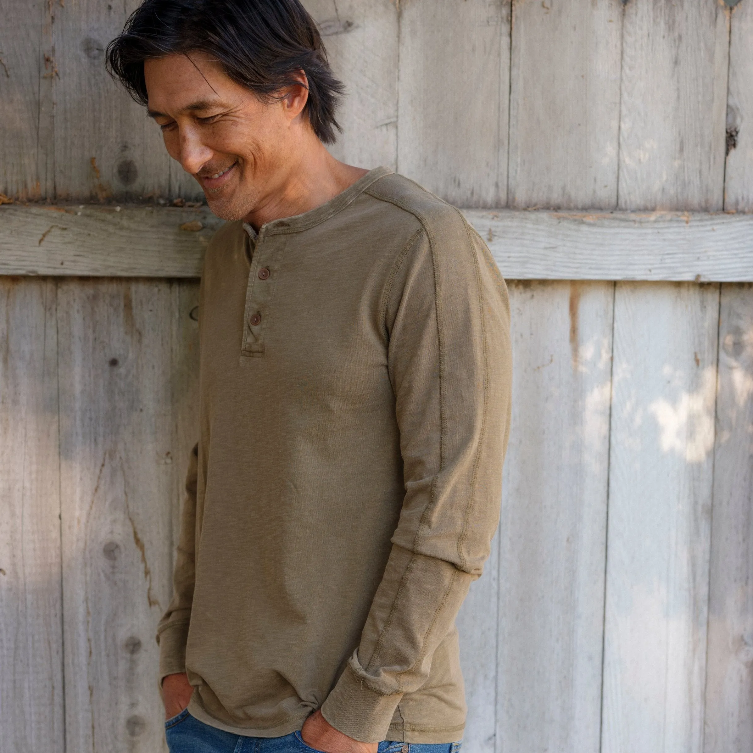Hewitt Garment Dyed Henley - Military Olive sold by Grayers product image thumbnail 3