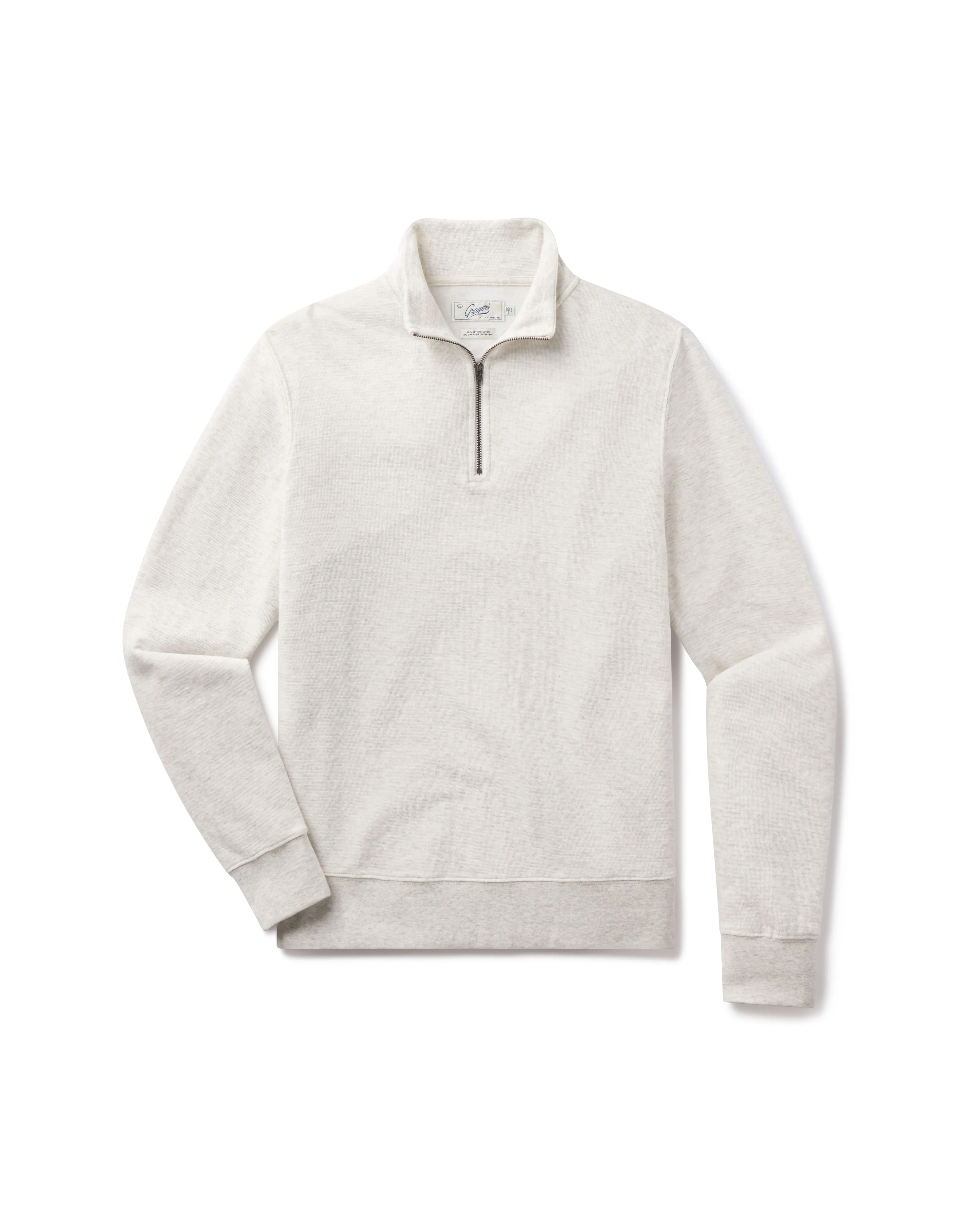 New Windsor Double Cloth 1/4 Zip Mock - Oatmeal Heather sold by Grayers