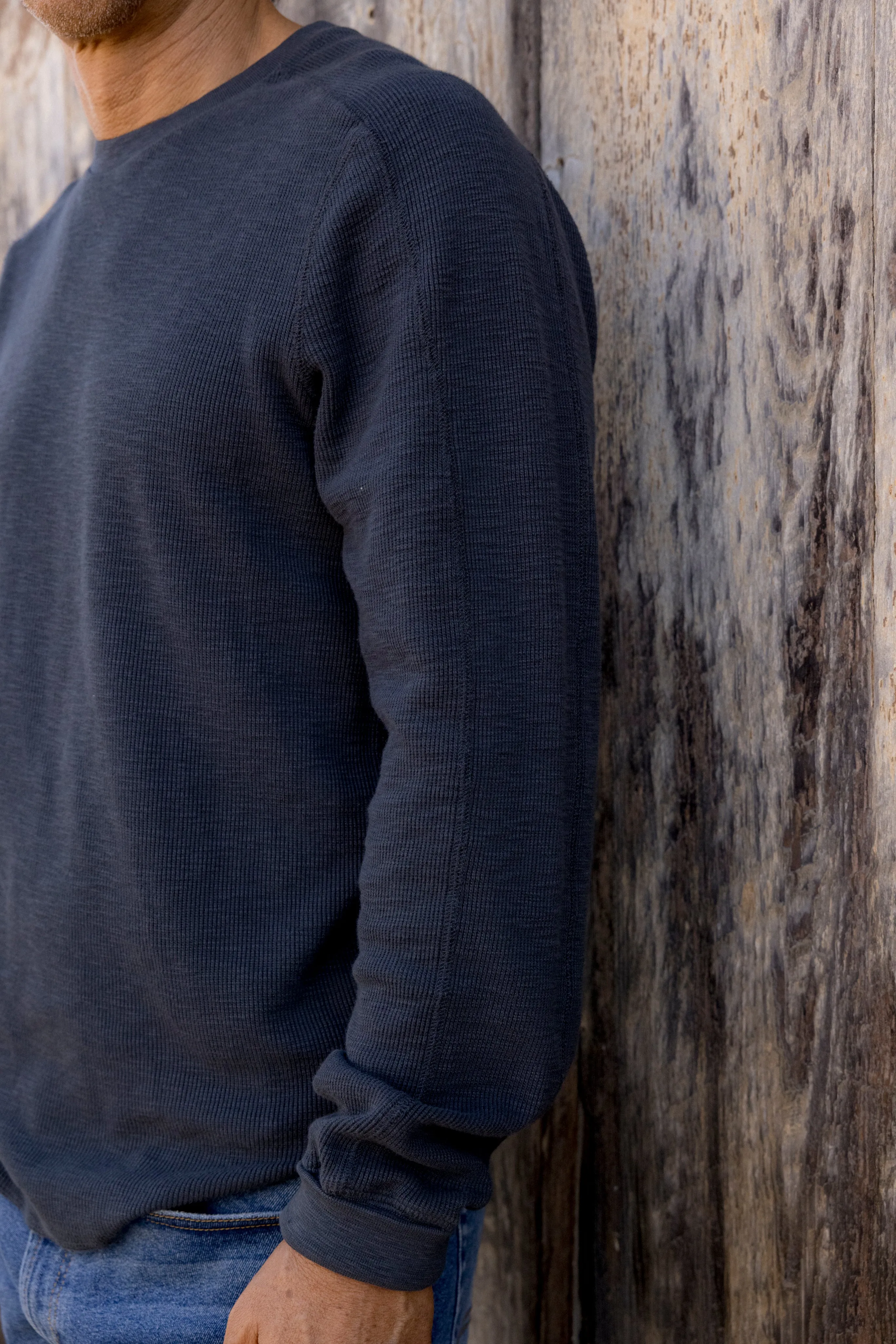 Clint Waffle Cotton Crew - Dark Navy sold by Grayers product image thumbnail 3