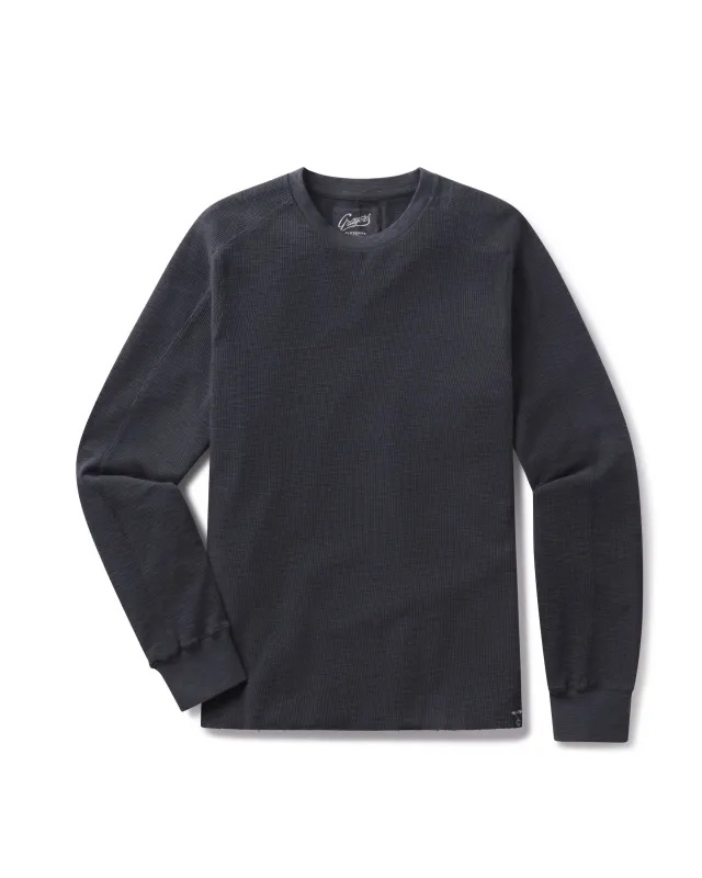 Clint Waffle Cotton Crew - Dark Navy sold by Grayers