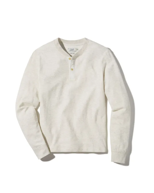 New Windsor Double Cloth Henley - Oatmeal Heather sold by Grayers