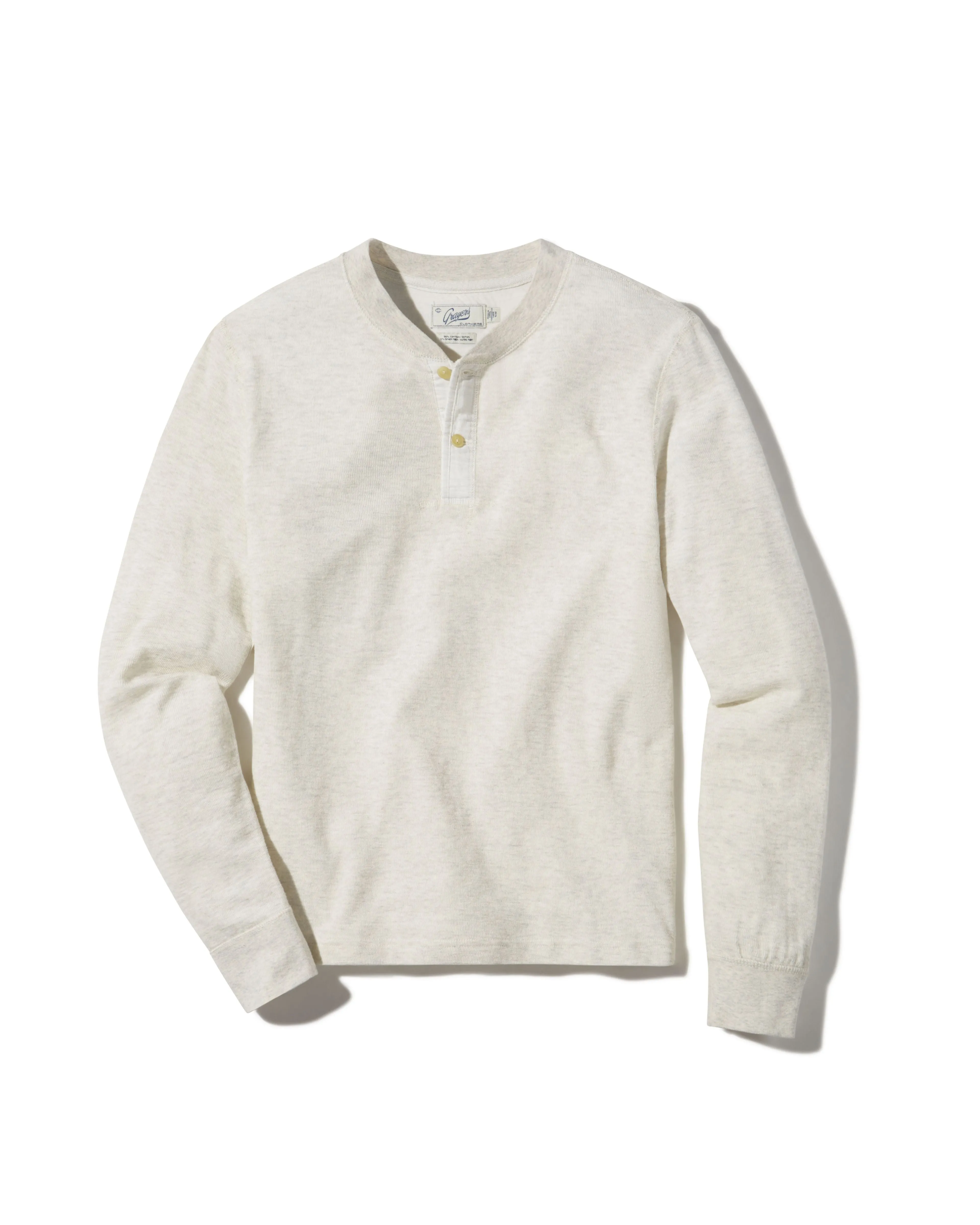 New Windsor Double Cloth Henley - Oatmeal Heather sold by Grayers