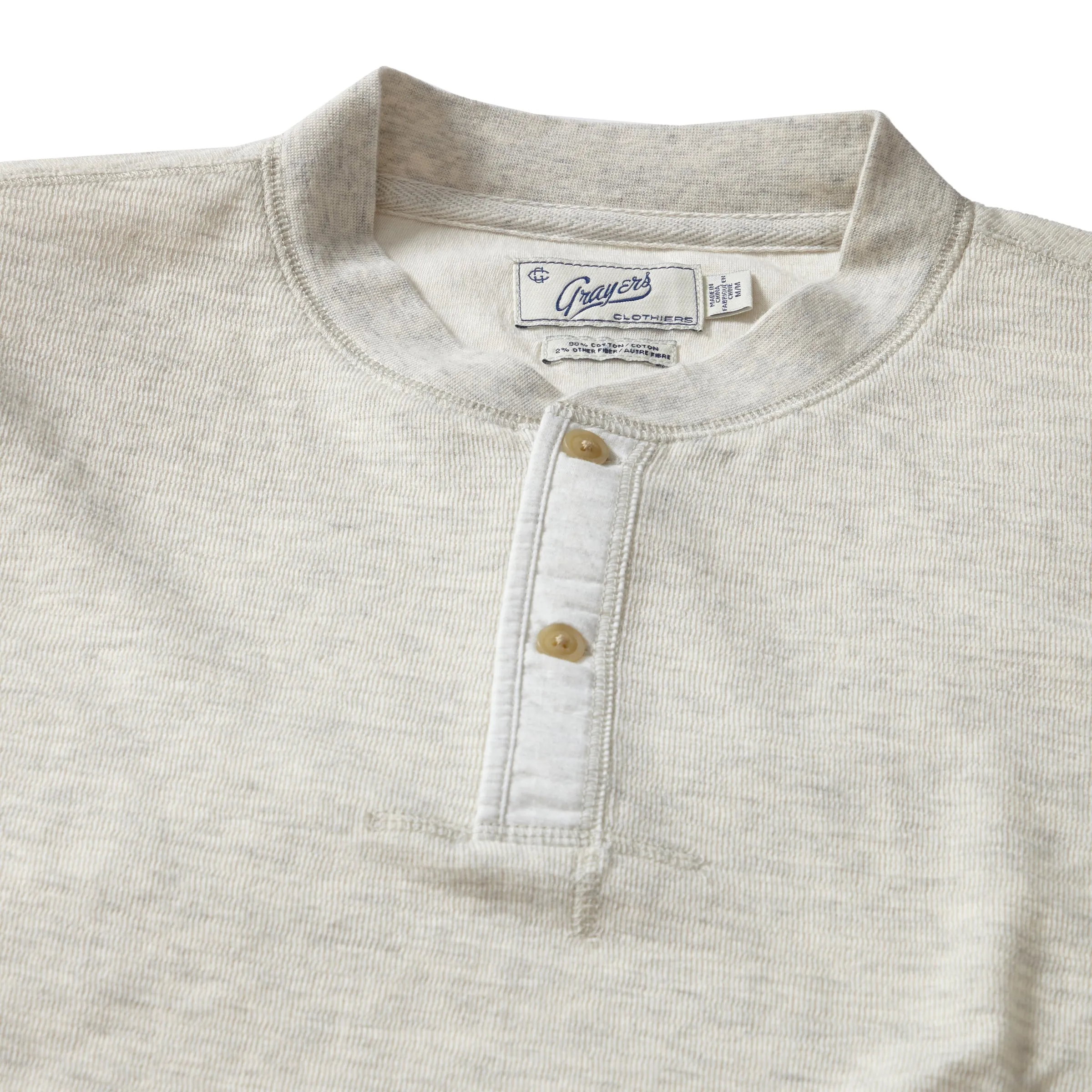New Windsor Double Cloth Henley - Oatmeal Heather sold by Grayers product image thumbnail 2