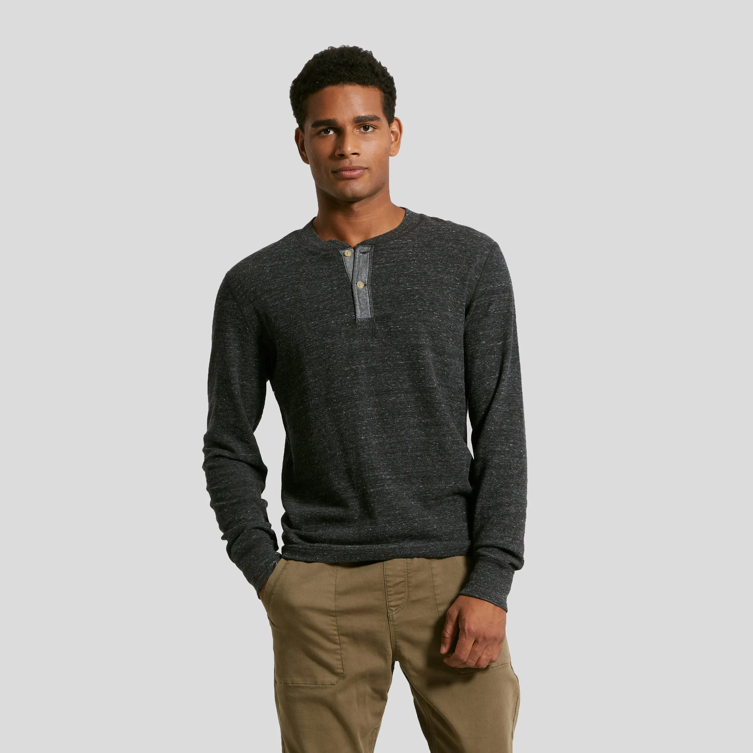 New Windsor Double Cloth Henley - Charcoal Heather sold by Grayers product image thumbnail 3