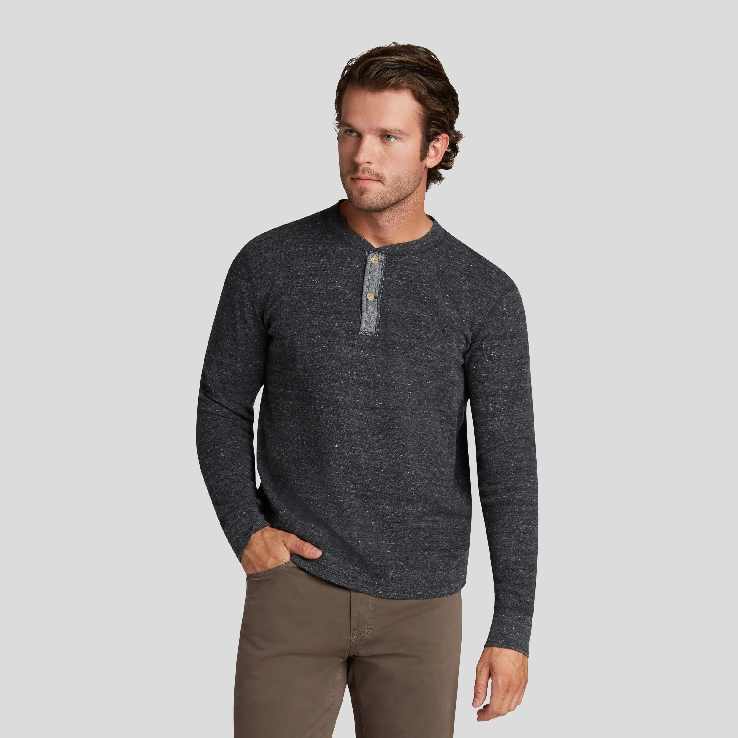 New Windsor Double Cloth Henley - Charcoal Heather sold by Grayers product image thumbnail 4