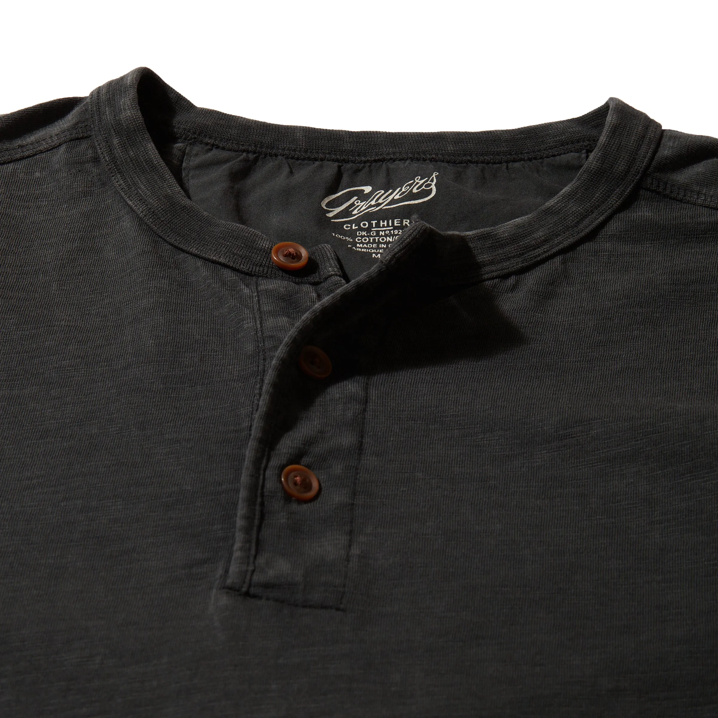 Hewitt Garment Dyed Henley - Washed Black sold by Grayers product image thumbnail 2