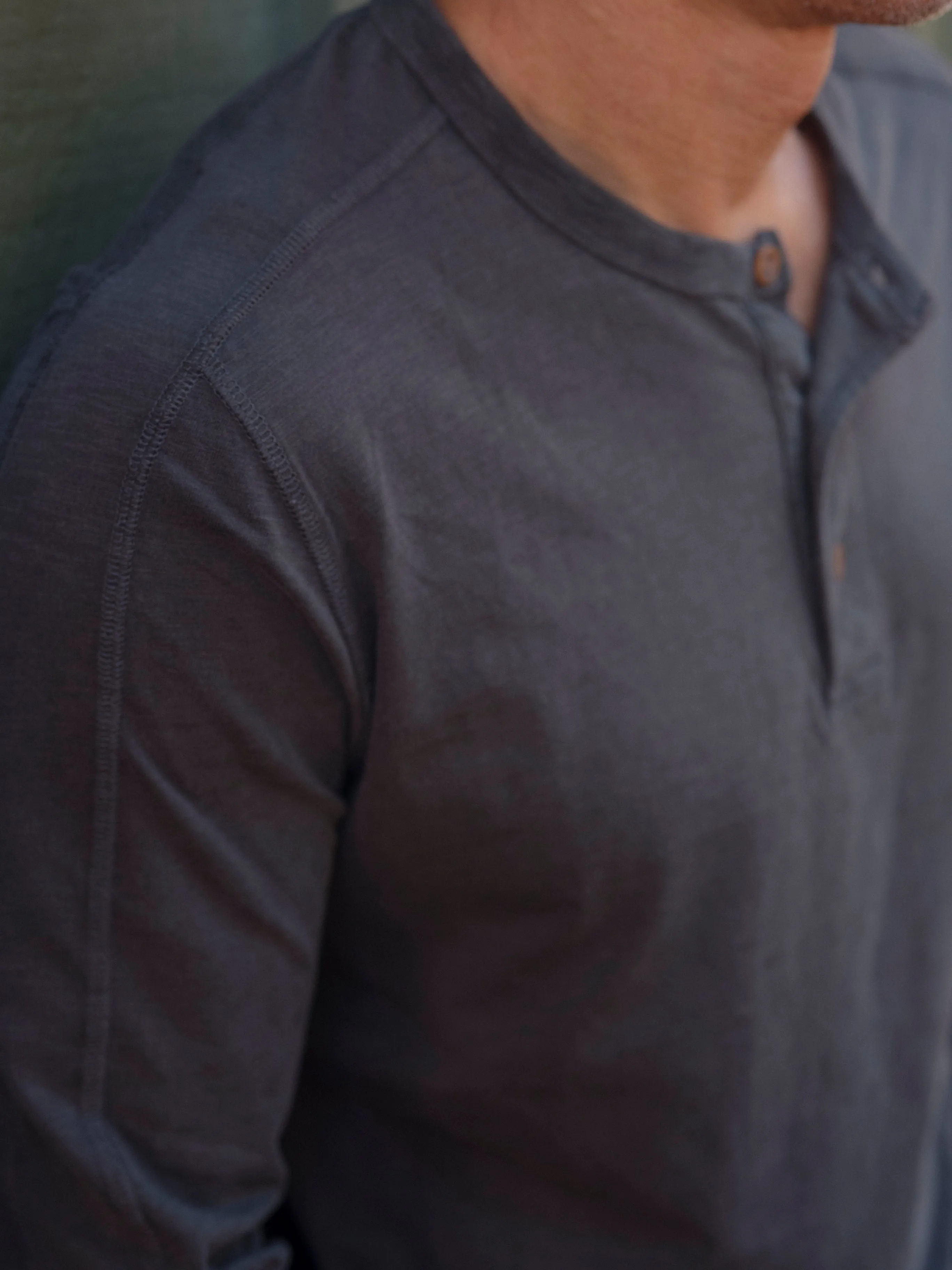 Hewitt Garment Dyed Henley - Washed Black sold by Grayers product image thumbnail 5