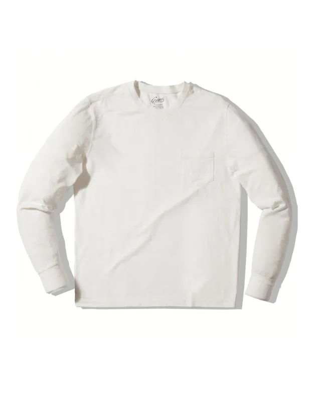 Hewitt Garment Dyed Pocket Tee - White sold by Grayers