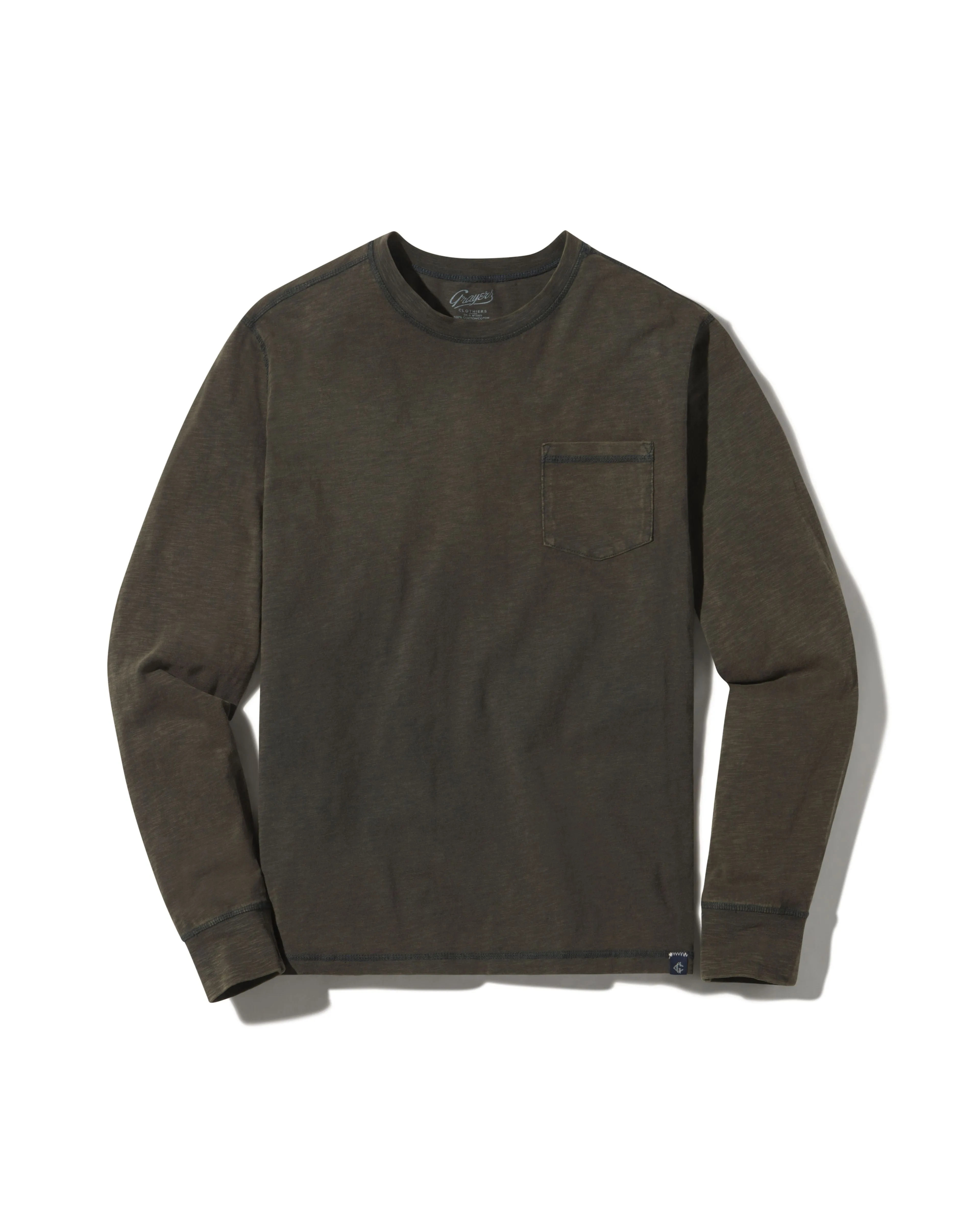 Hewitt Garment Dyed Pocket Tee - Washed Black sold by Grayers