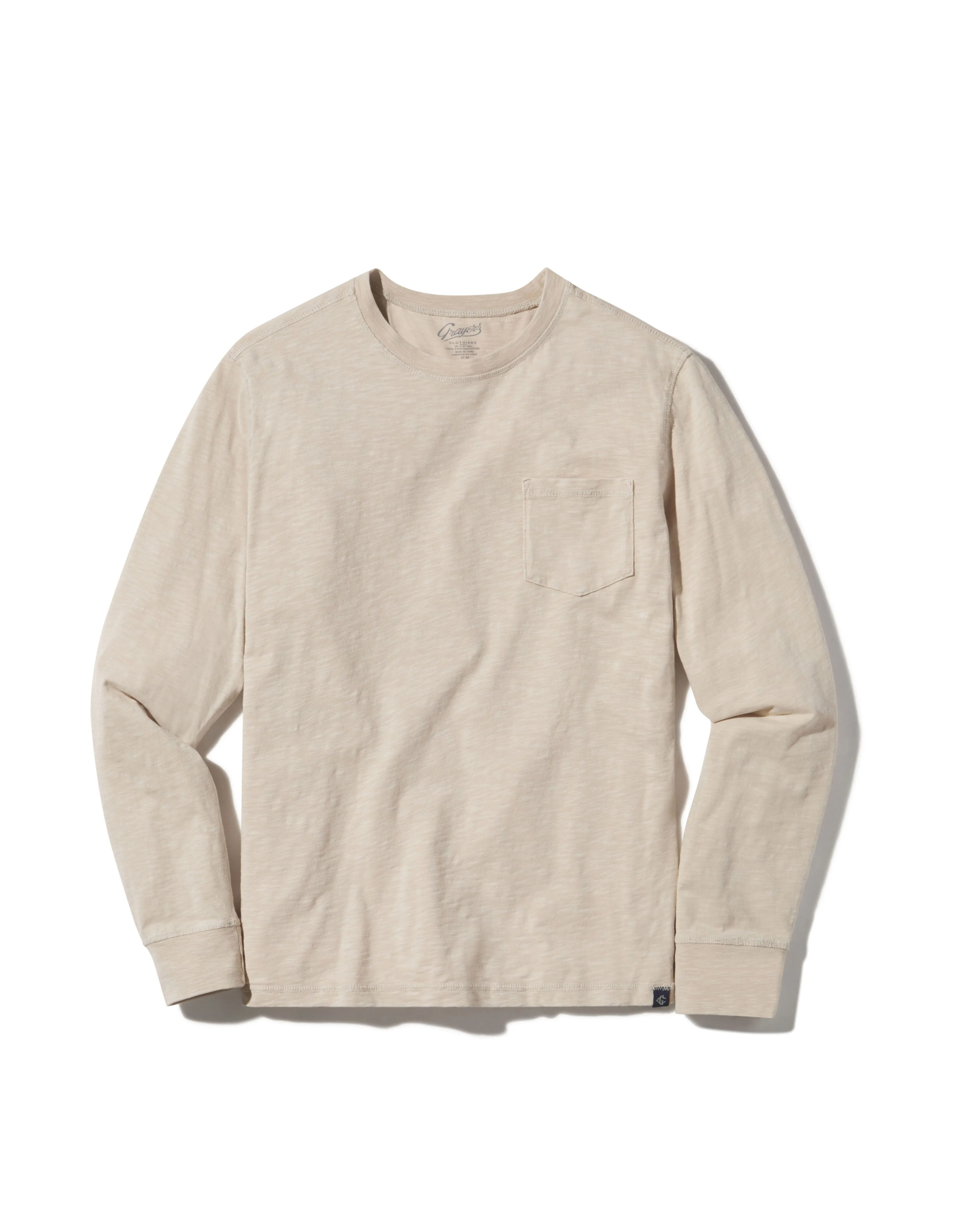 Hewitt Garment Dyed Pocket Tee - Ecru sold by Grayers