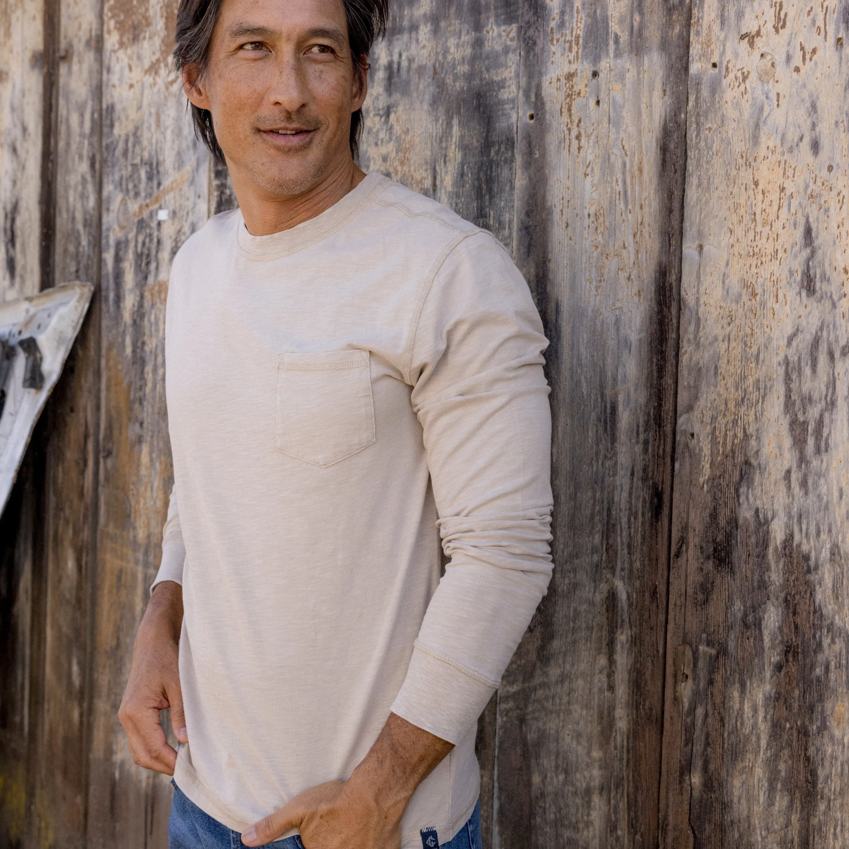 Hewitt Garment Dyed Pocket Tee - Ecru sold by Grayers product image thumbnail 4