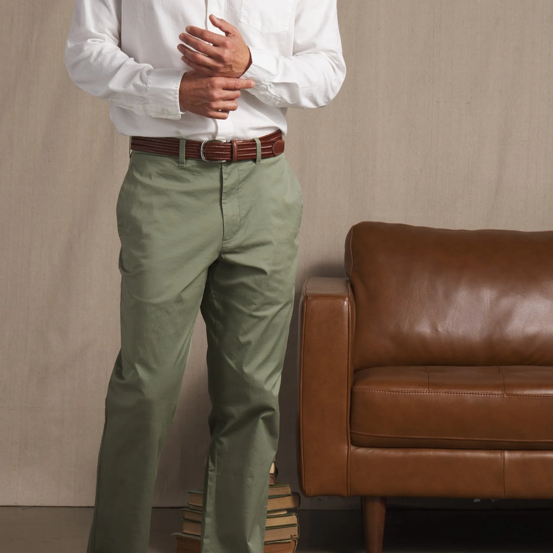 Thompson Flex Stretch Chino (Relaxed Fit) - Olivine sold by Grayers product image thumbnail 3