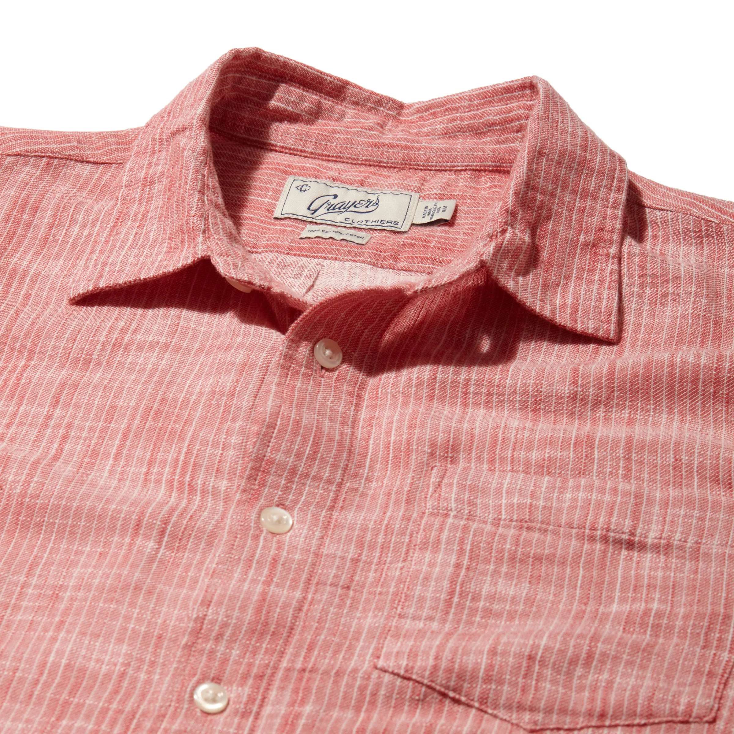 Madras Cottage Loom Chambray Shirt - Red Chambray Stripe sold by Grayers product image thumbnail 3