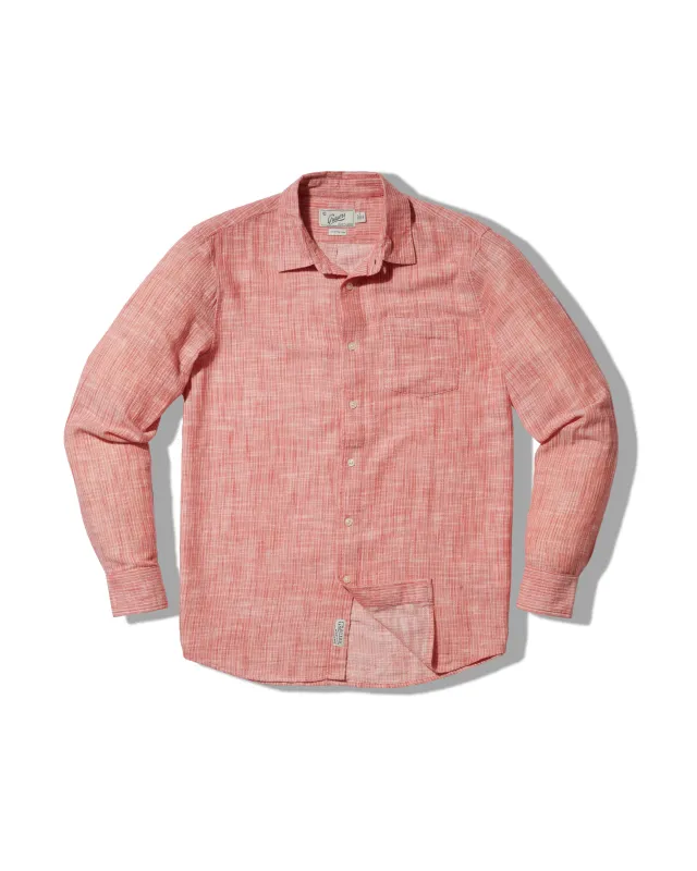 Madras Cottage Loom Chambray Shirt - Red Chambray Stripe sold by Grayers