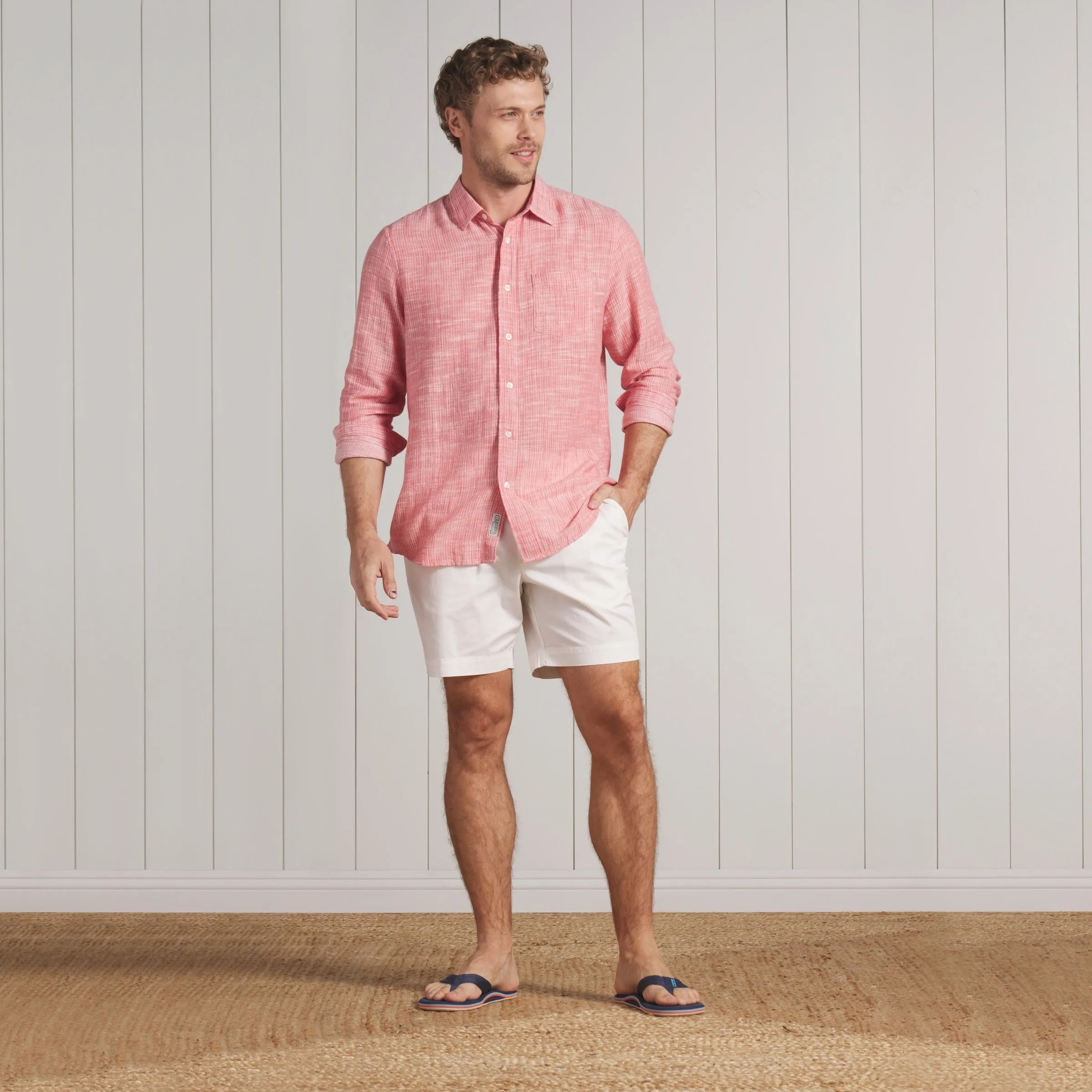 Madras Cottage Loom Chambray Shirt - Red Chambray Stripe sold by Grayers product image thumbnail 5