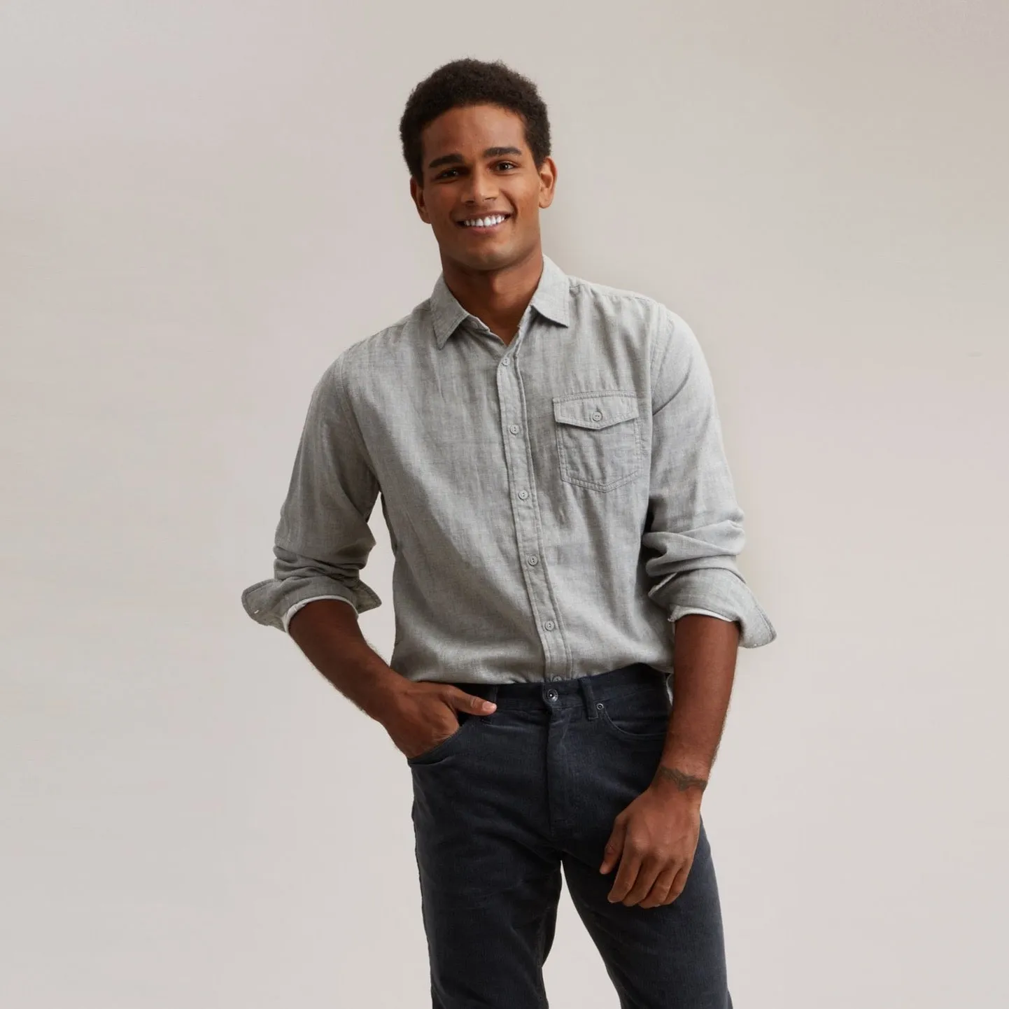 Hartford Double Cloth Shirt - Charcoal Heather sold by Grayers product image thumbnail 3