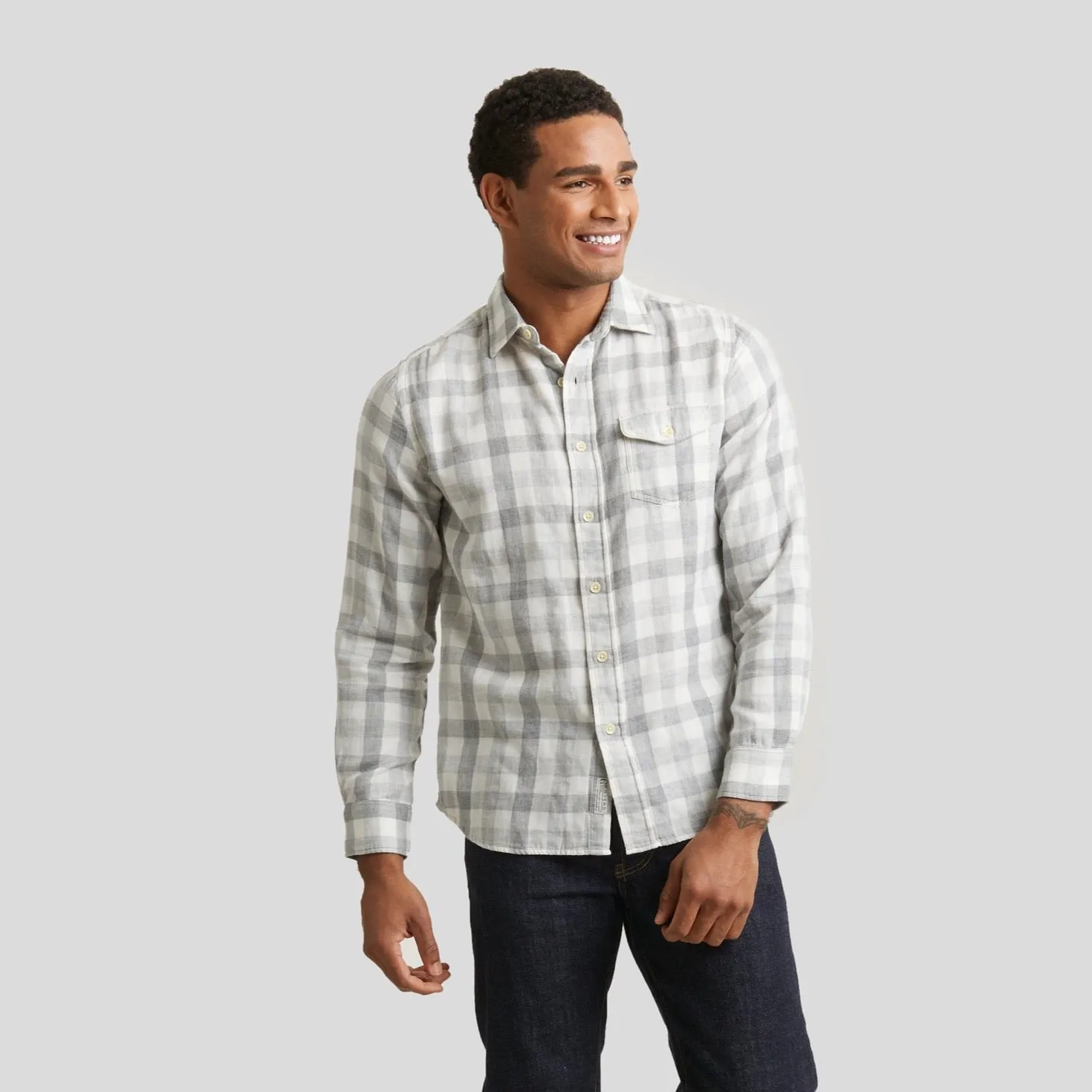 Durham Double Cloth Shirt - Heather Gray Gingham sold by Grayers product image thumbnail 4