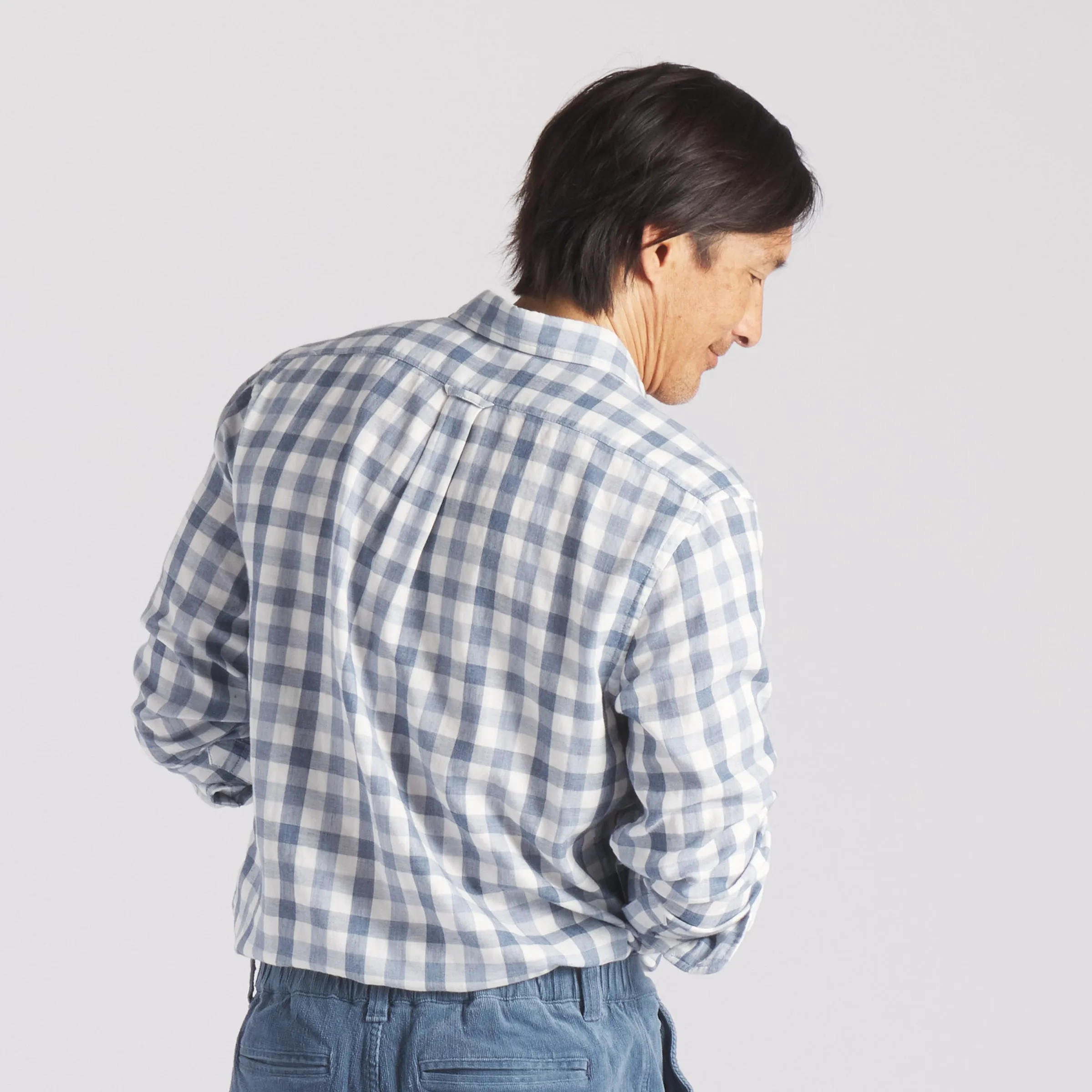 Denby Double Cloth Shirt - Heather Blue Cream Gingham sold by Grayers product image thumbnail 4