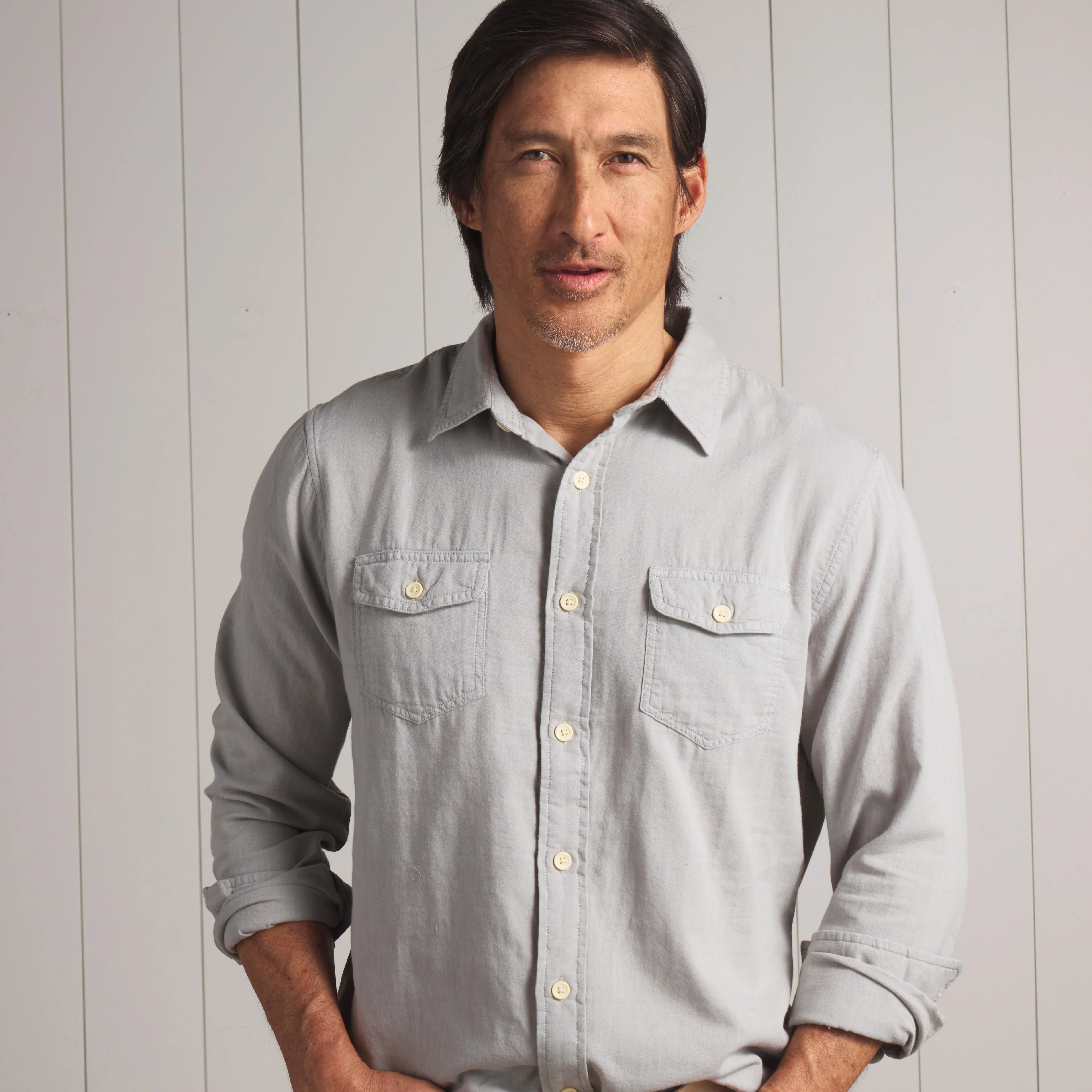 Brando Lightweight Double Cloth Shirt - Wrought Iron sold by Grayers product image thumbnail 5