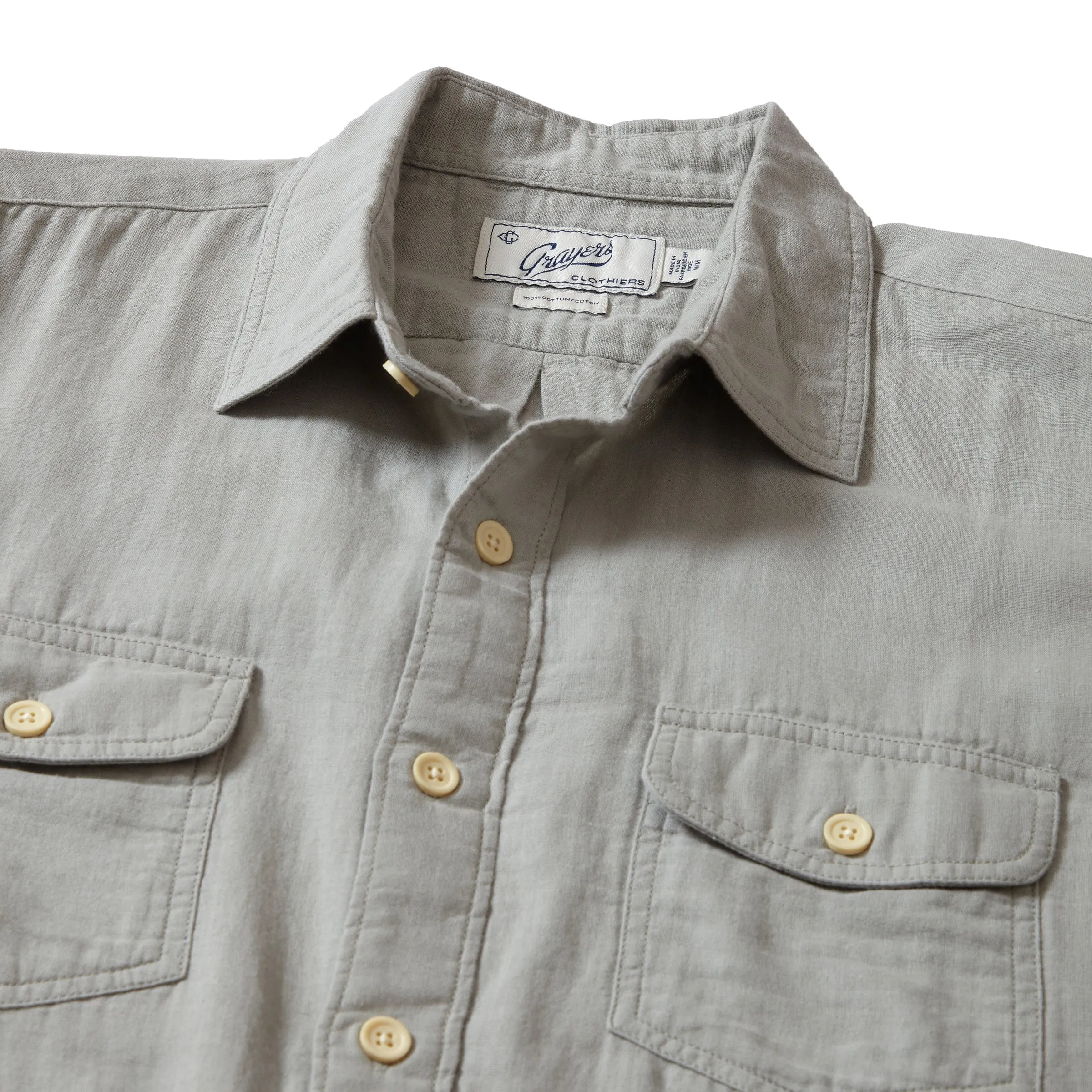 Brando Lightweight Double Cloth Shirt - Wrought Iron sold by Grayers product image thumbnail 2