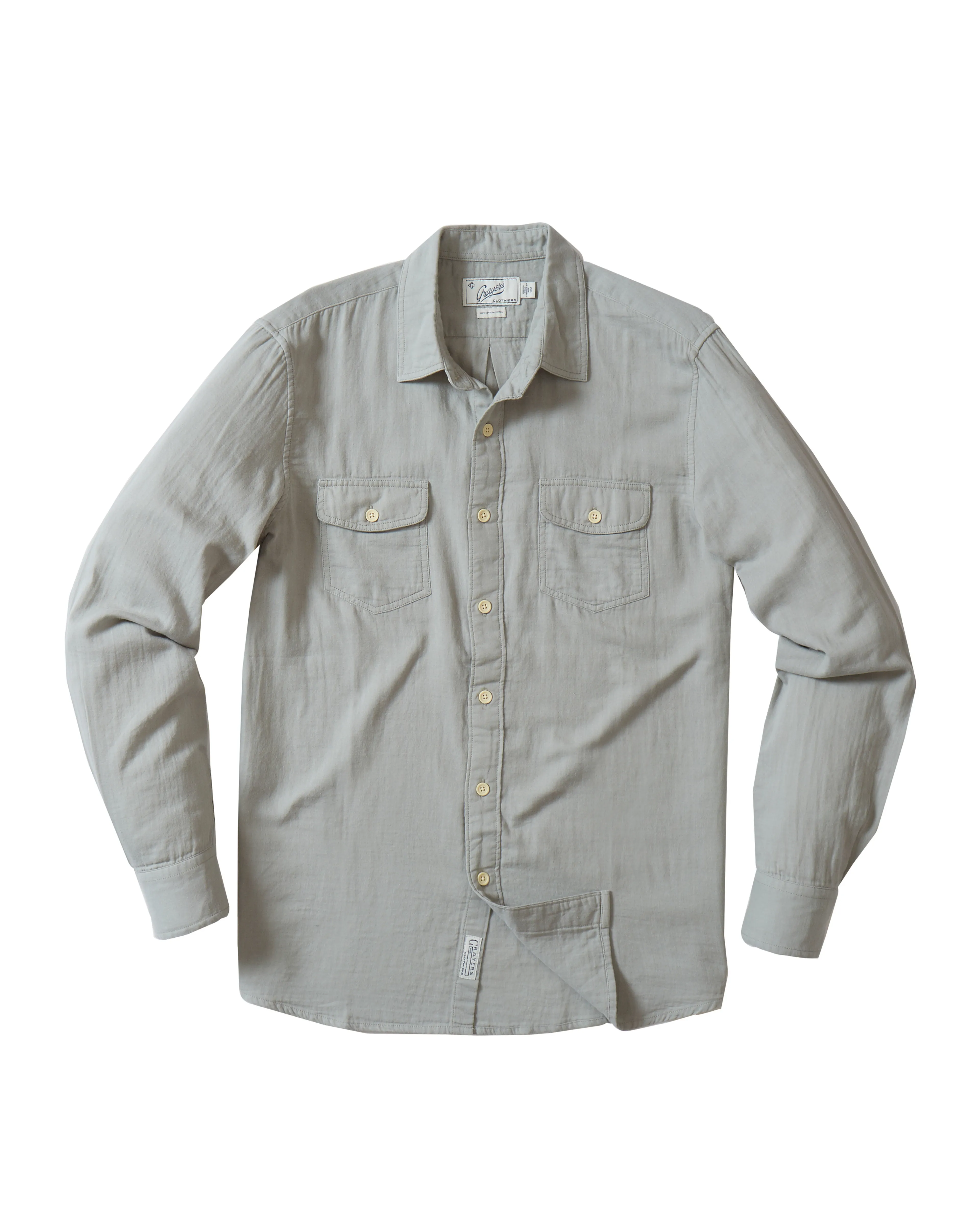 Brando Lightweight Double Cloth Shirt - Wrought Iron sold by Grayers