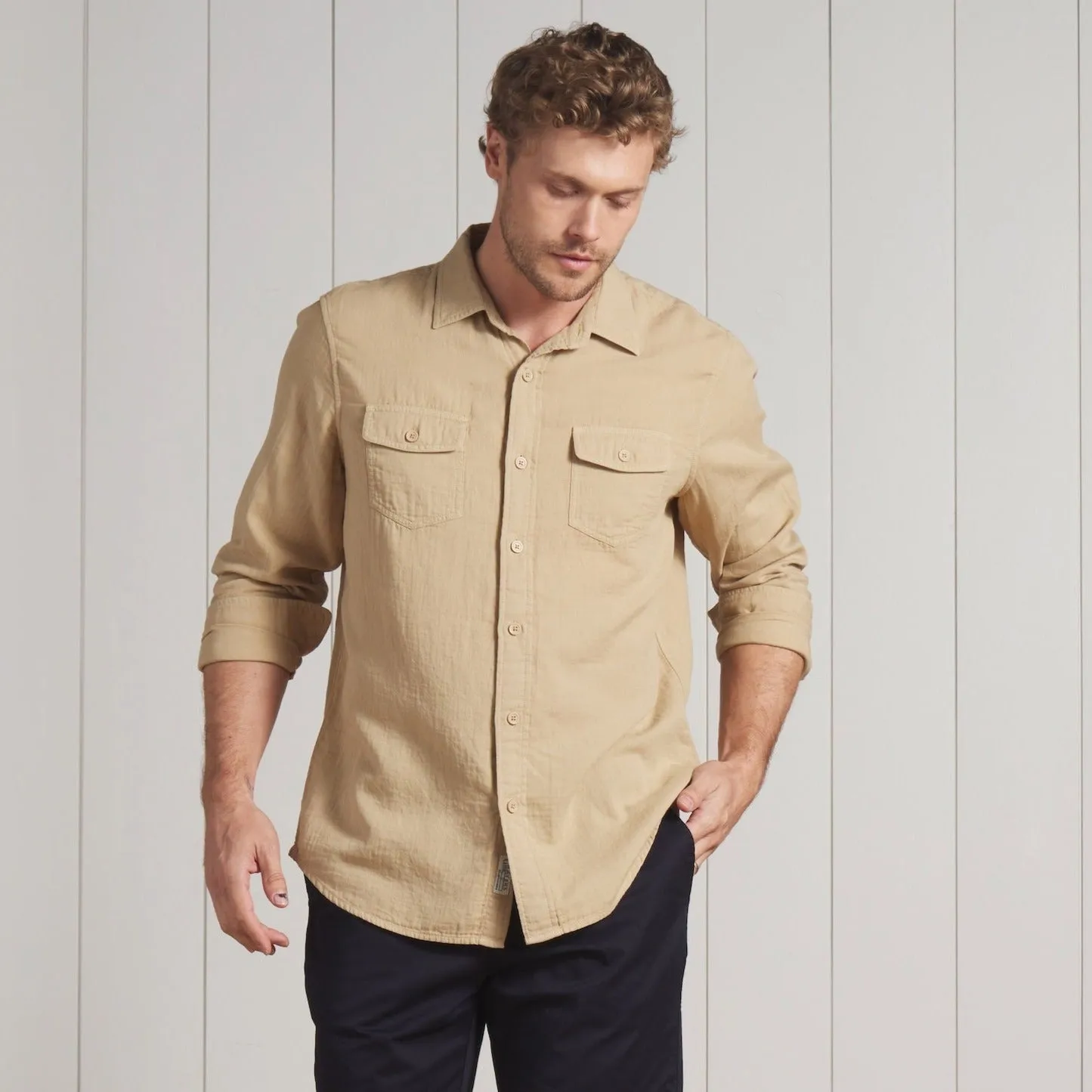 Brando Lightweight Double Cloth Shirt - Safari sold by Grayers product image thumbnail 4